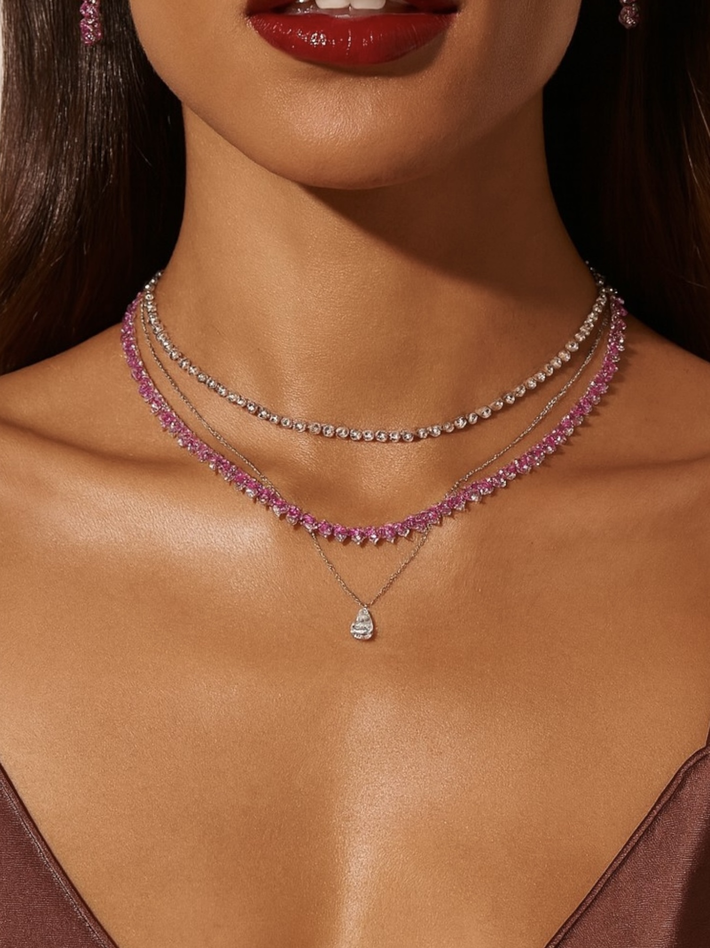 22ct Lab Grown Pink Sapphire Necklace