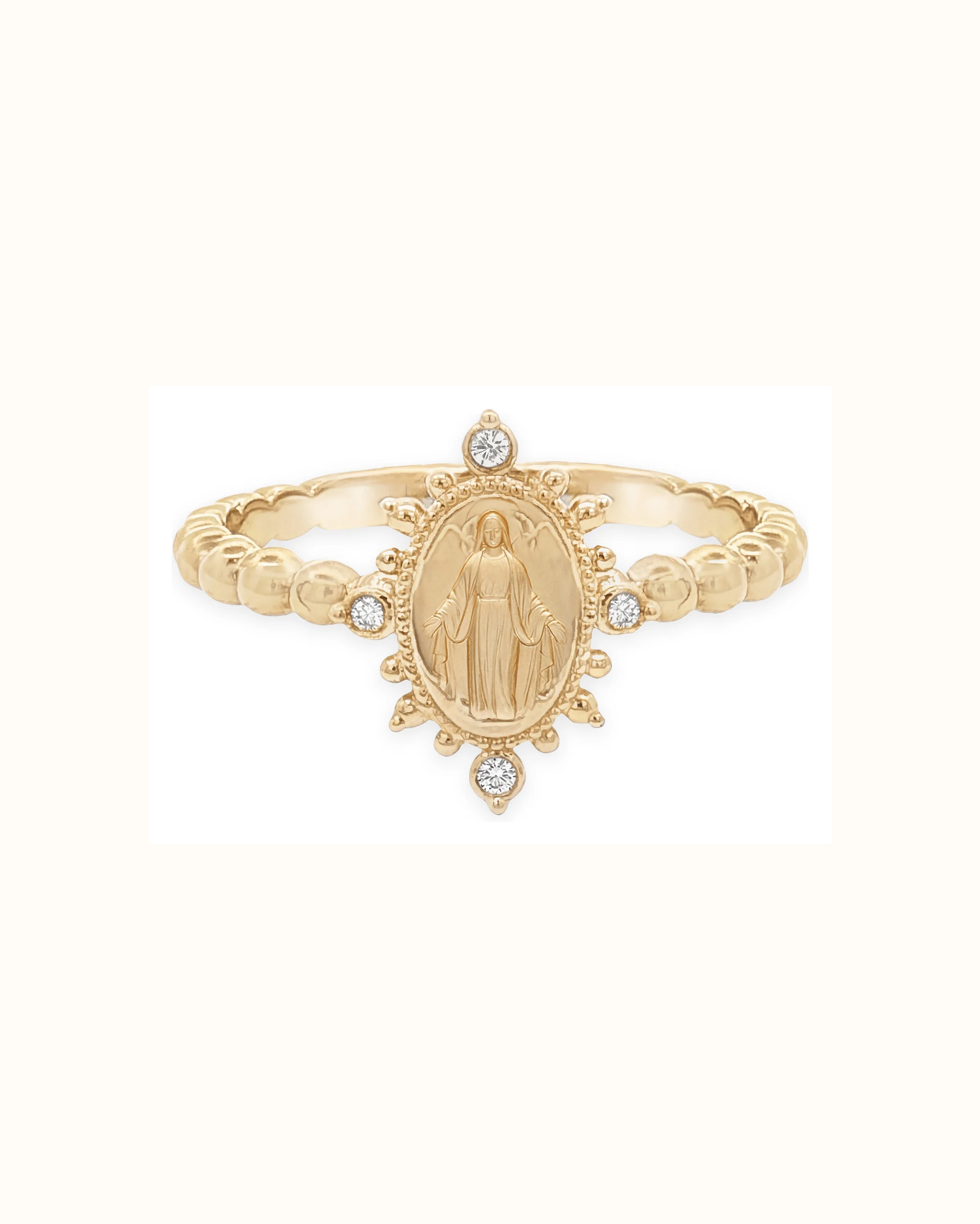 Bead It Mother Mary Ring in 14K Gold