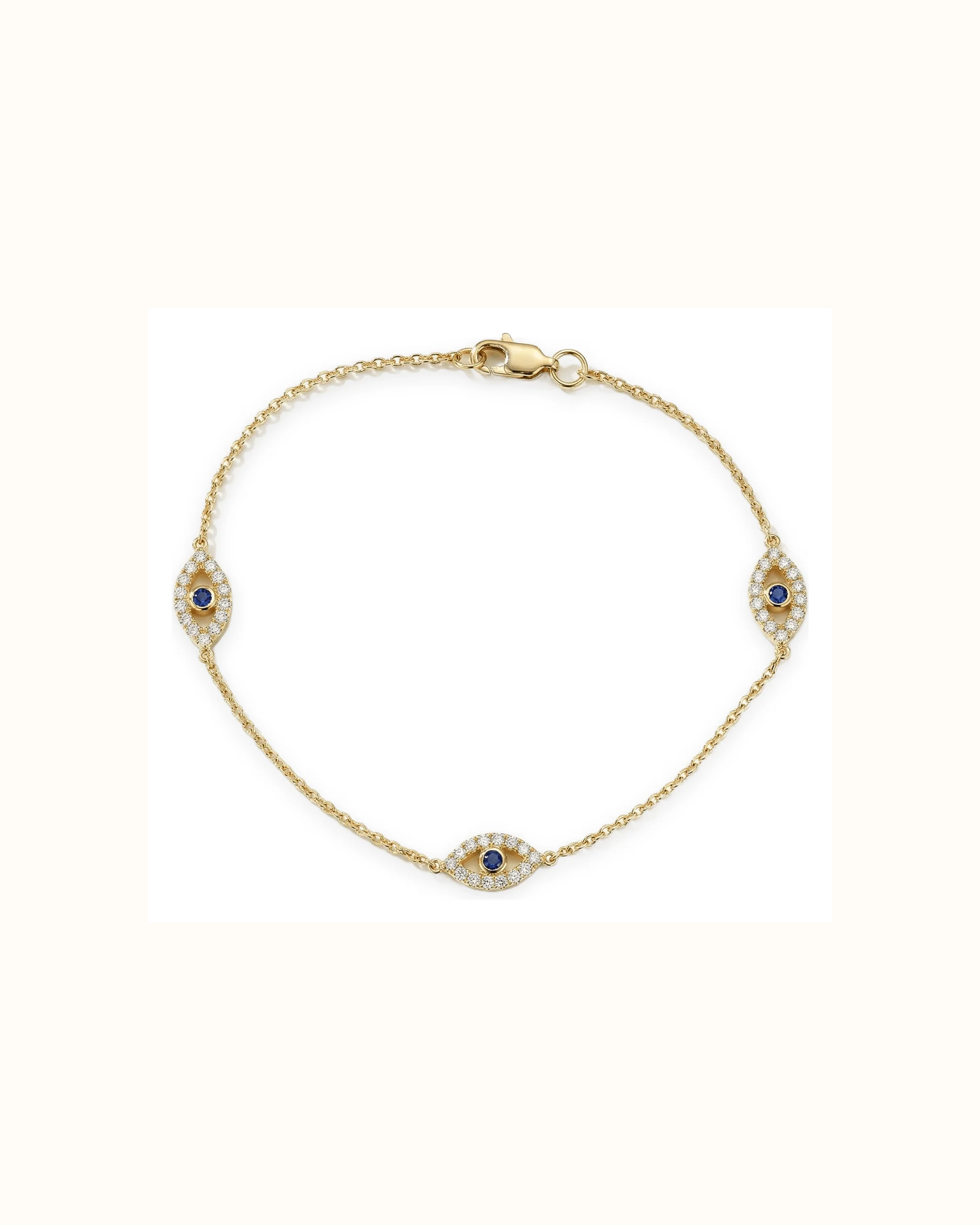 Blue Sapphire Evil Eye Bracelet in Lab-Grown Diamond and 14K Gold