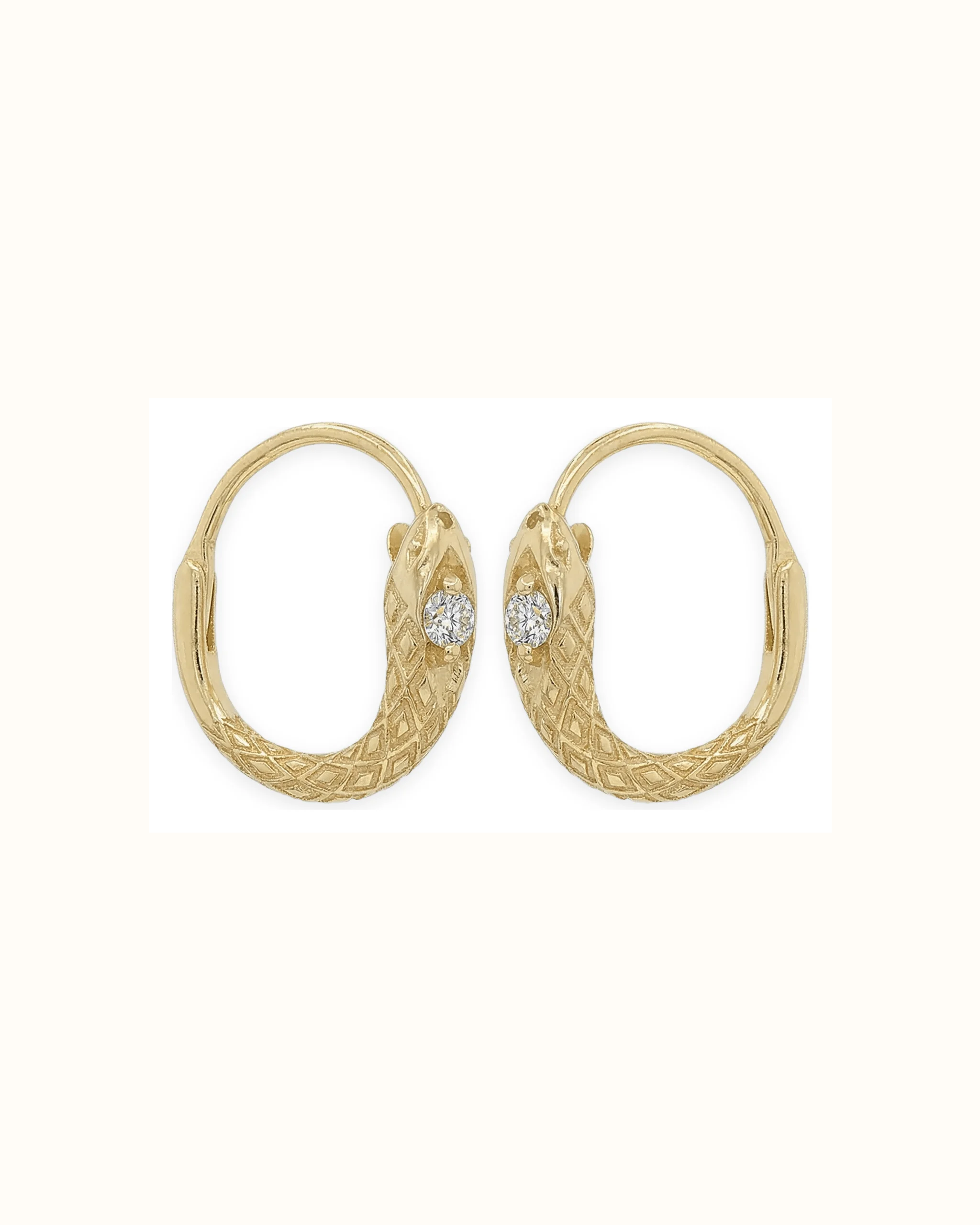Round Lab-Grown Diamond Serpent Hoop Huggie Earrings in 14K Gold