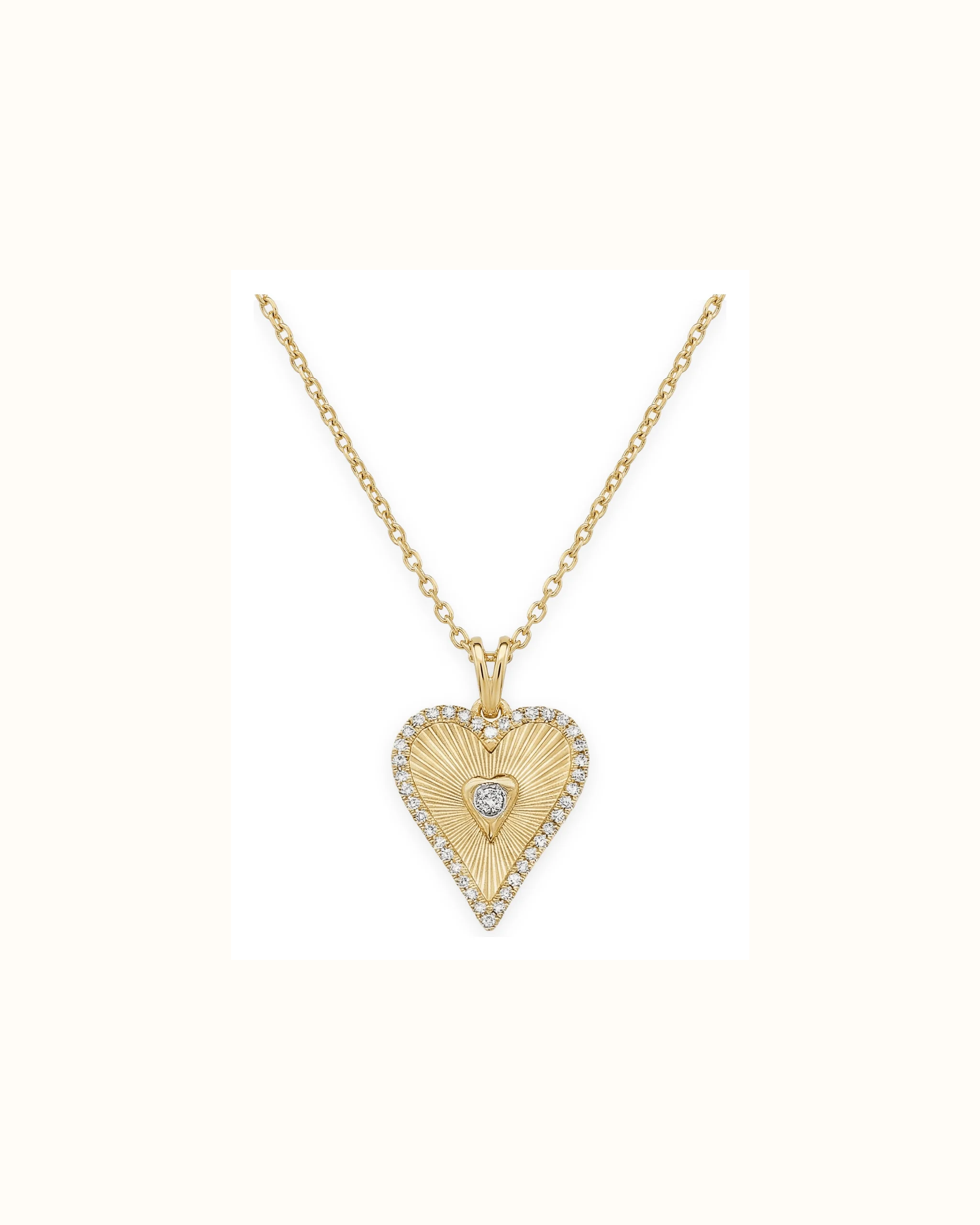 Lab-Grown Diamond Outline Fluted MOP Heart Pendant in 14K Gold