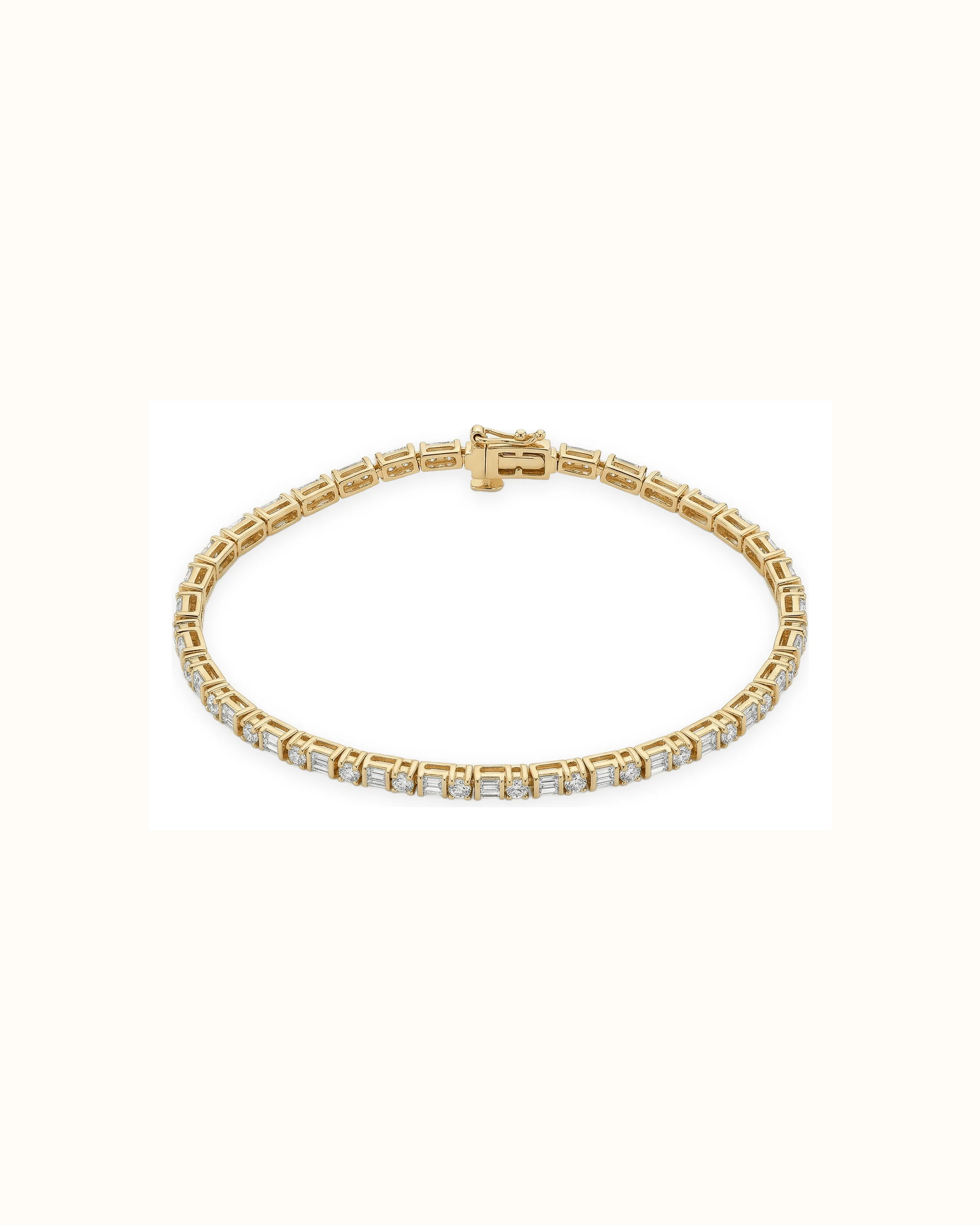 Lab Grown Marquise and Round Lab-Grown Diamond Tennis Bracelet in 18K Gold
