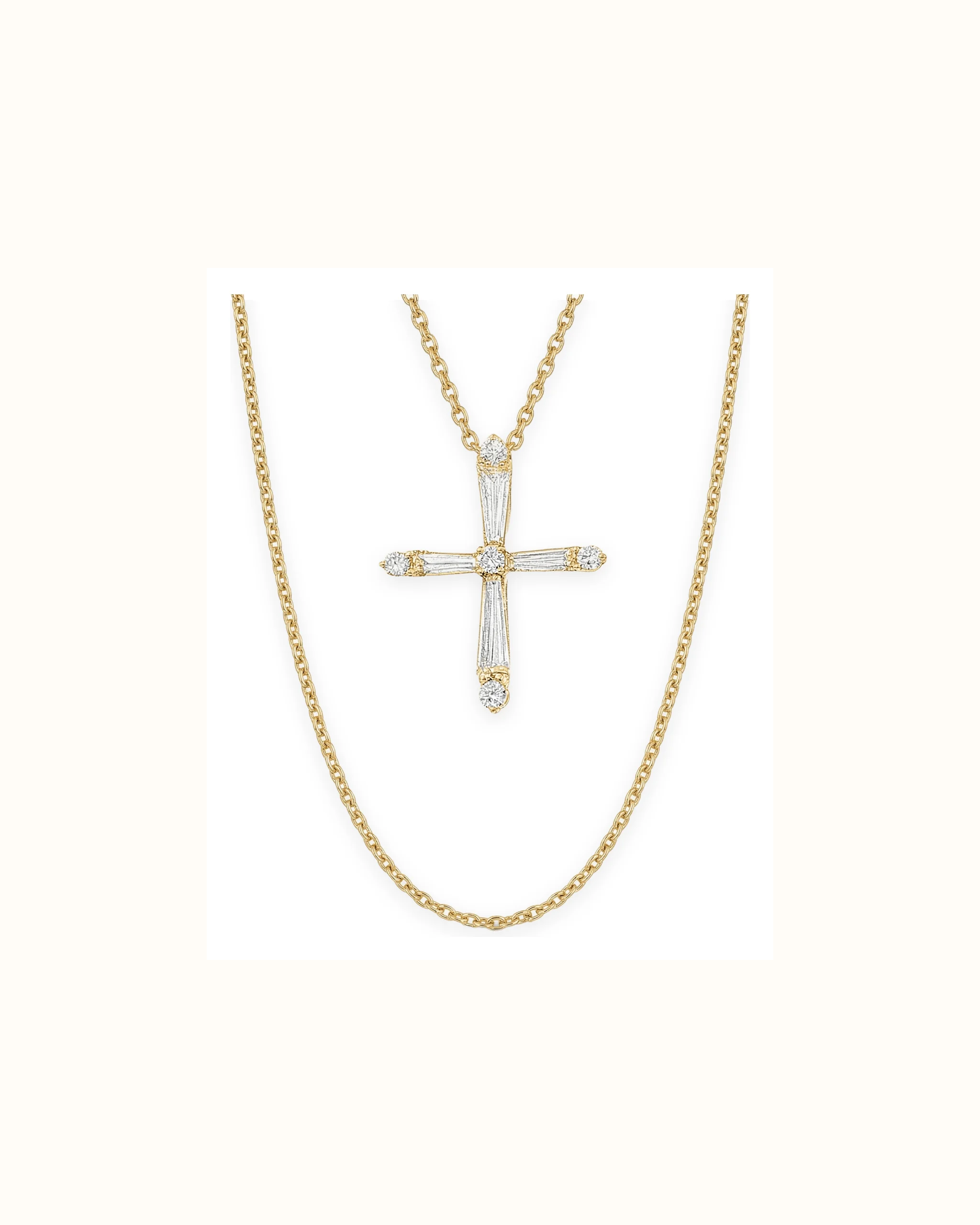 Baguette and Round Lab-Grown Diamond Pendant in 18K Gold