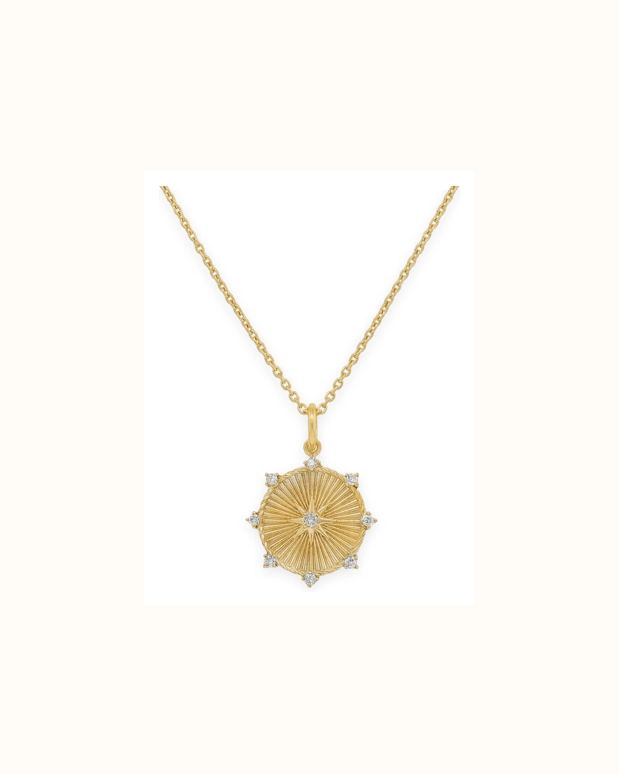 Lab-Grown Diamond Star Disc Charm Pendant in 14K Gold