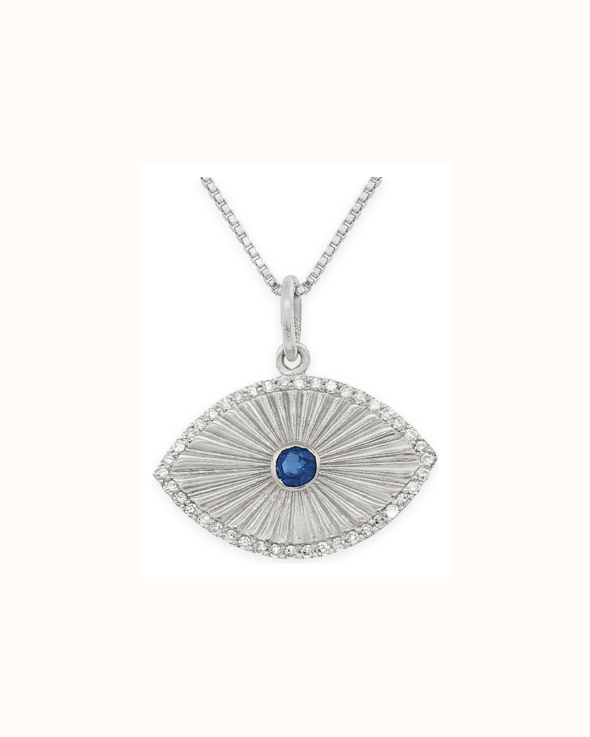 Sapphire and Lab-Grown Diamond Evil Eye Charm in 14K Gold