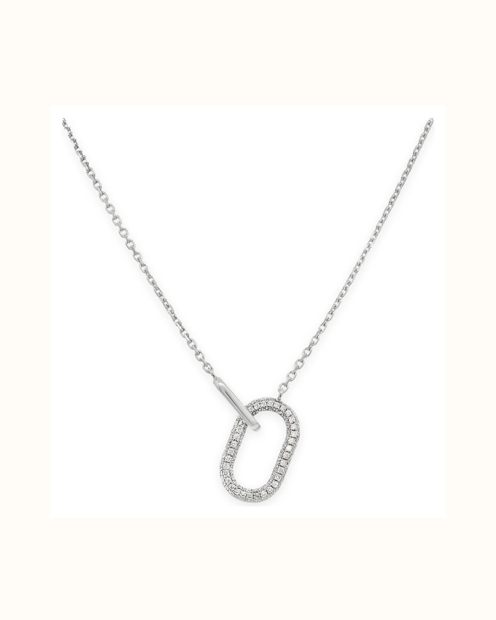 Lab-Grown Diamond Pave Charm Holder Necklace in 18K Gold
