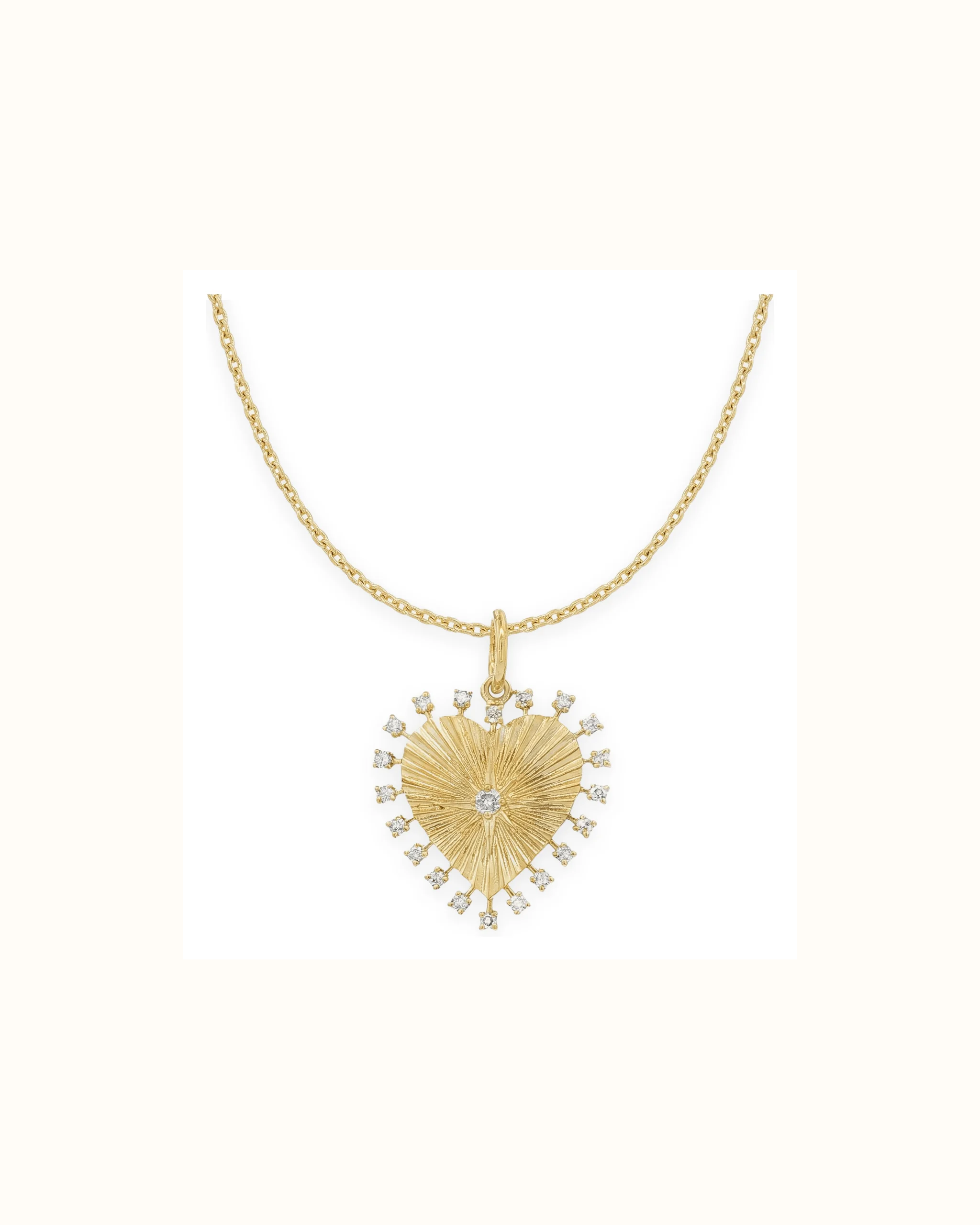 Lab-Grown Diamond Fluted Gold Heart Star Pendant in 14K Gold
