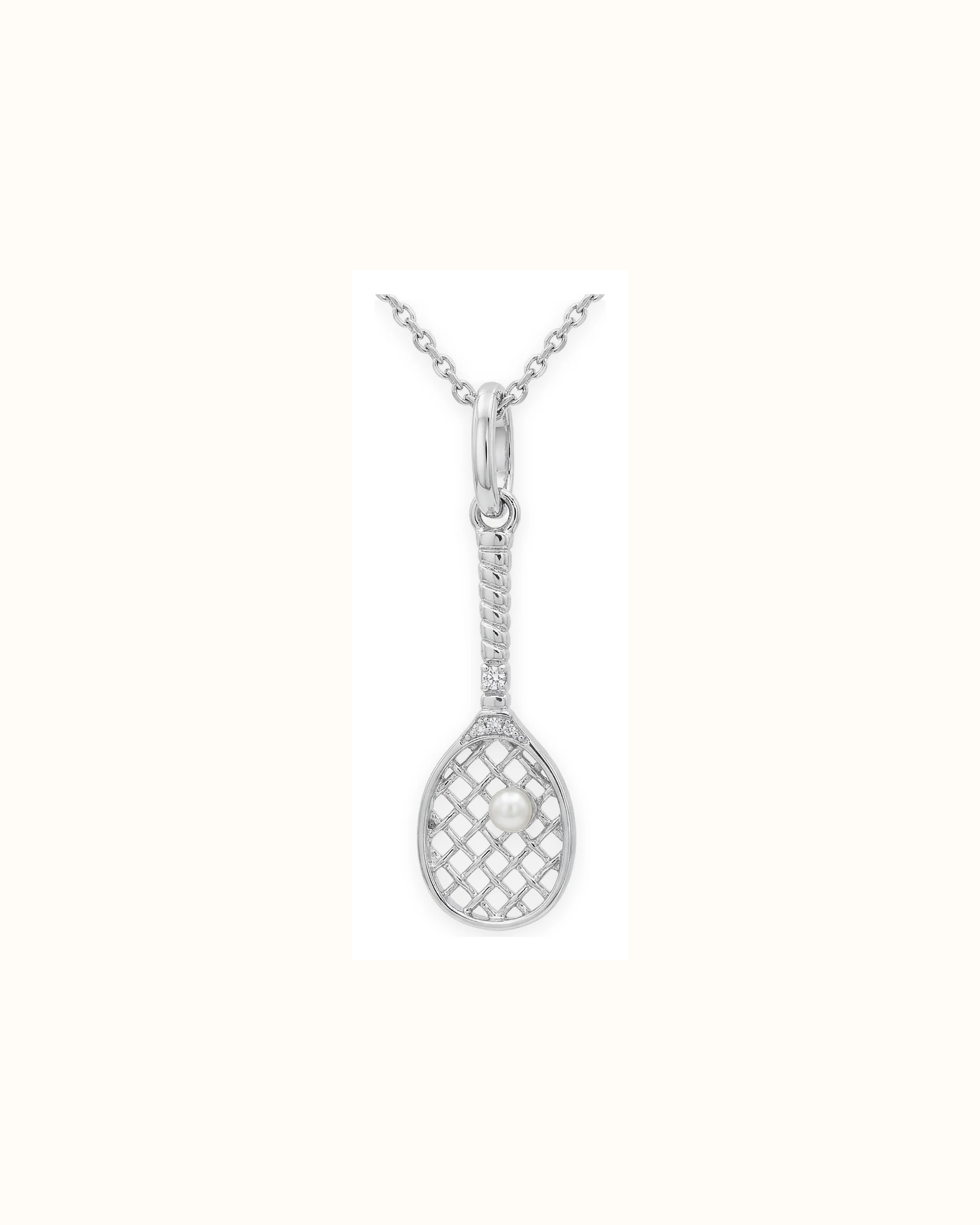Freshwater Pearl Tennis Racket Pendant in 14K Gold