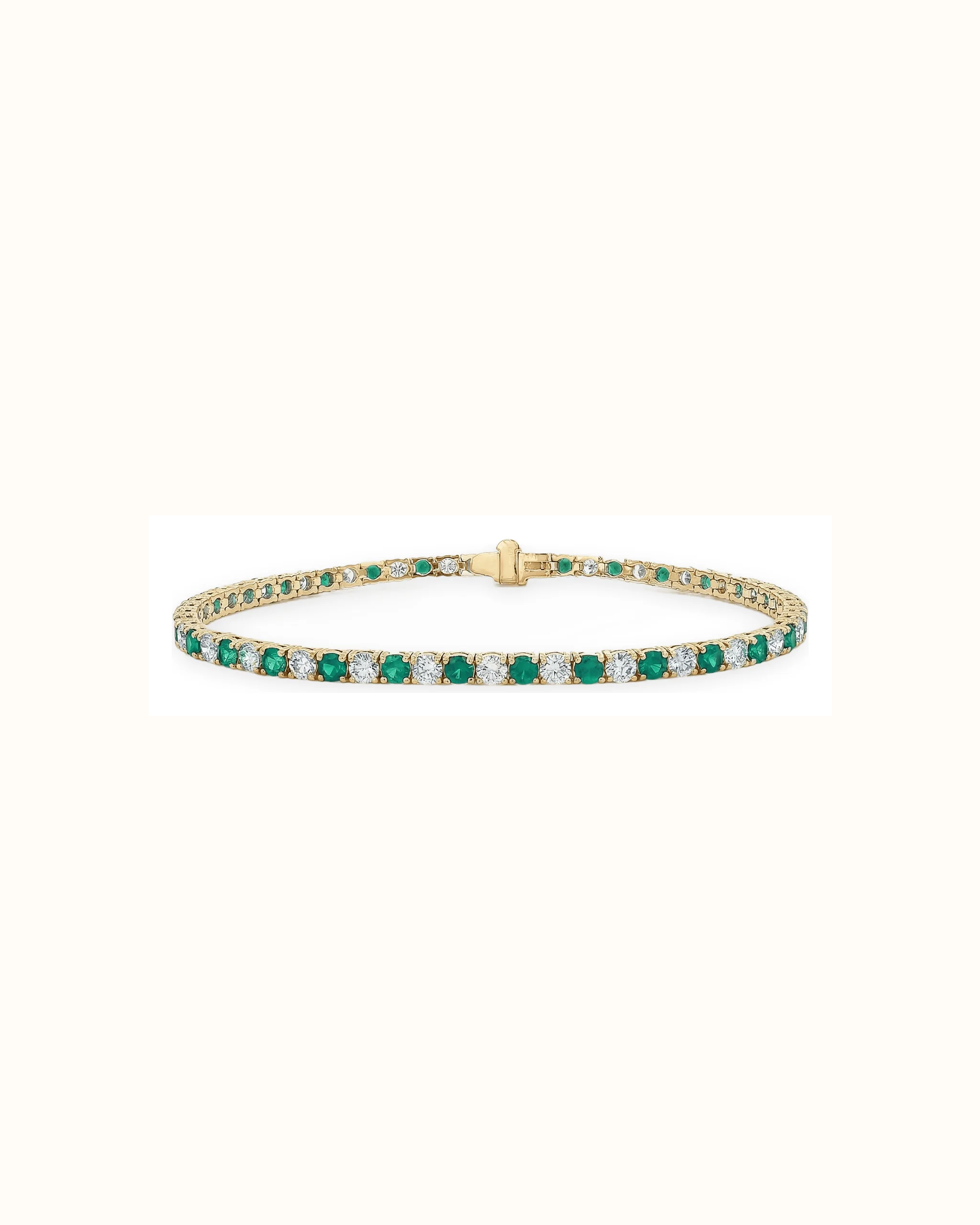 Round Emerald and Lab-Grown Diamond Bracelet in 18K Gold