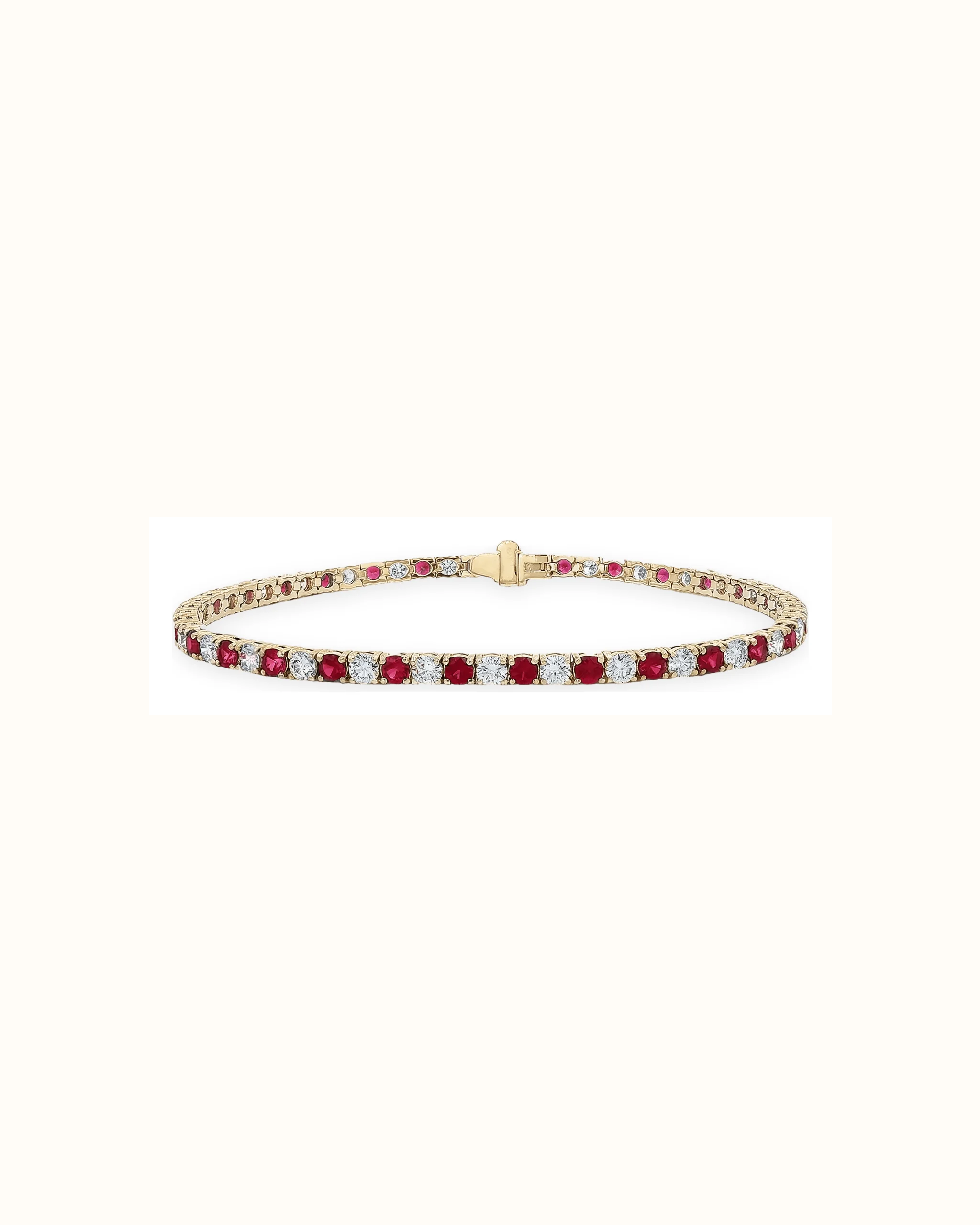 Round Ruby and Lab-Grown Diamond Tennis Bracelet in 18K Gold