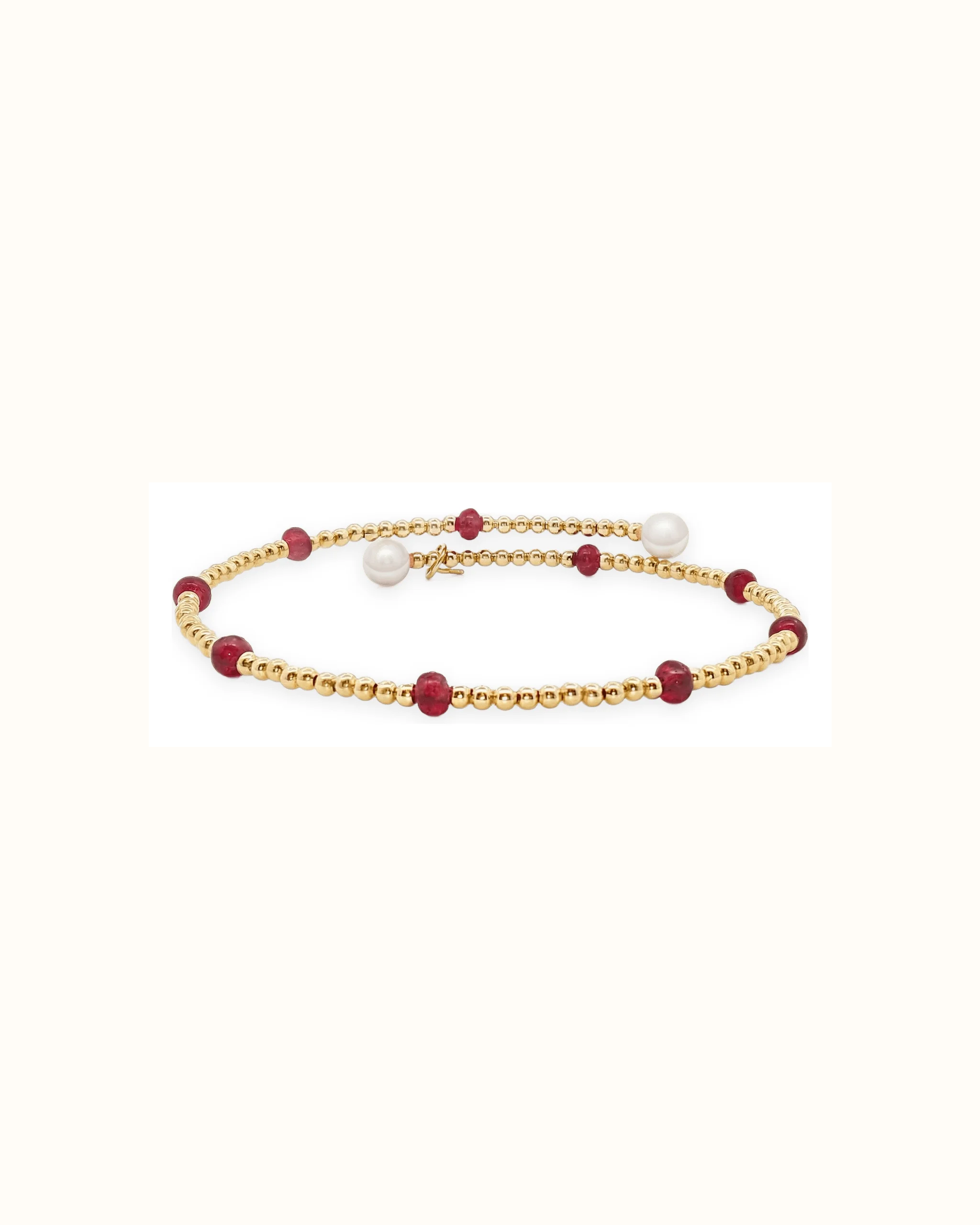 Ruby and Pearl Wrap Bracelet in 14K Gold