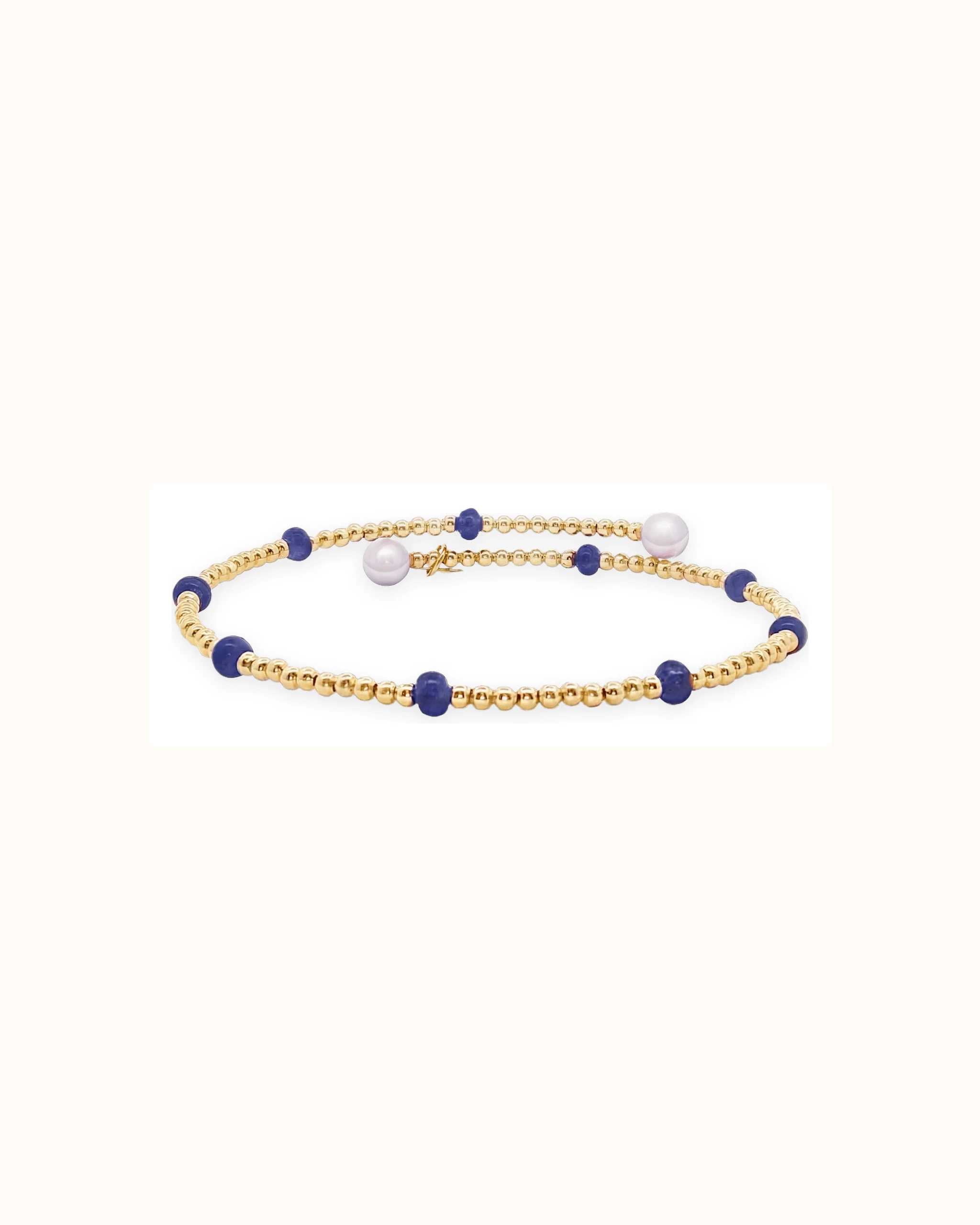Sapphire and Pearl Bracelet in 14K Gold Wrap