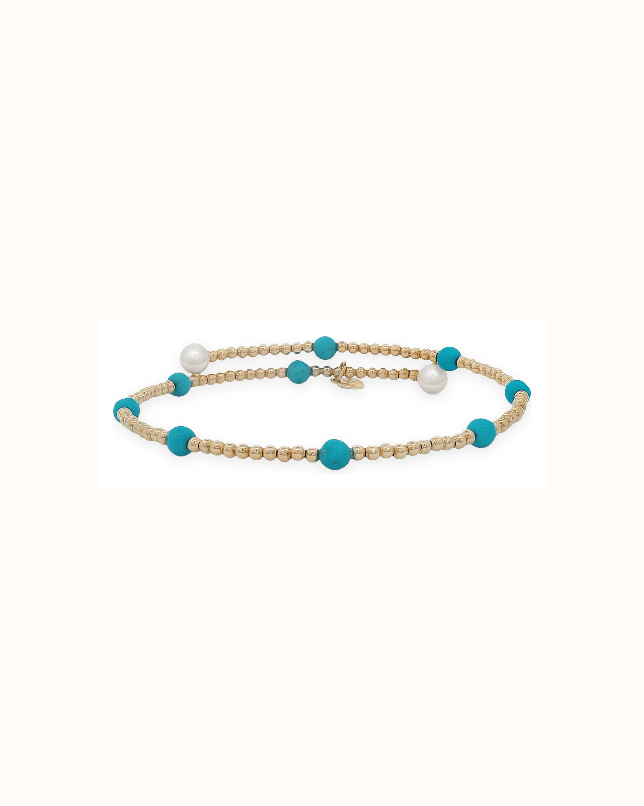 Pearl and Turquoise Wrap Bracelet in 14K Gold