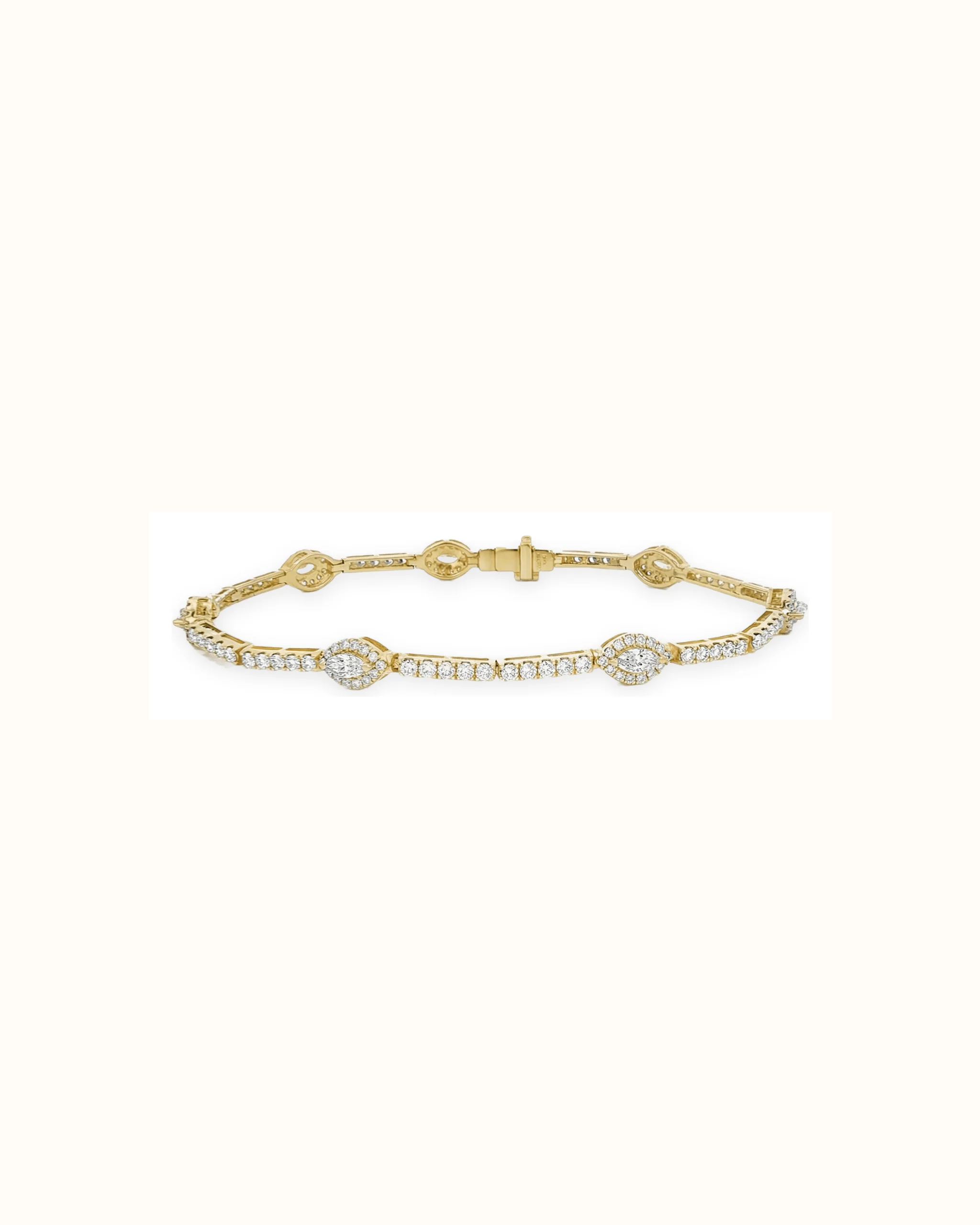 Lab Grown Marquise and Round Lab-Grown Diamond Tennis Bracelet in 18K Gold