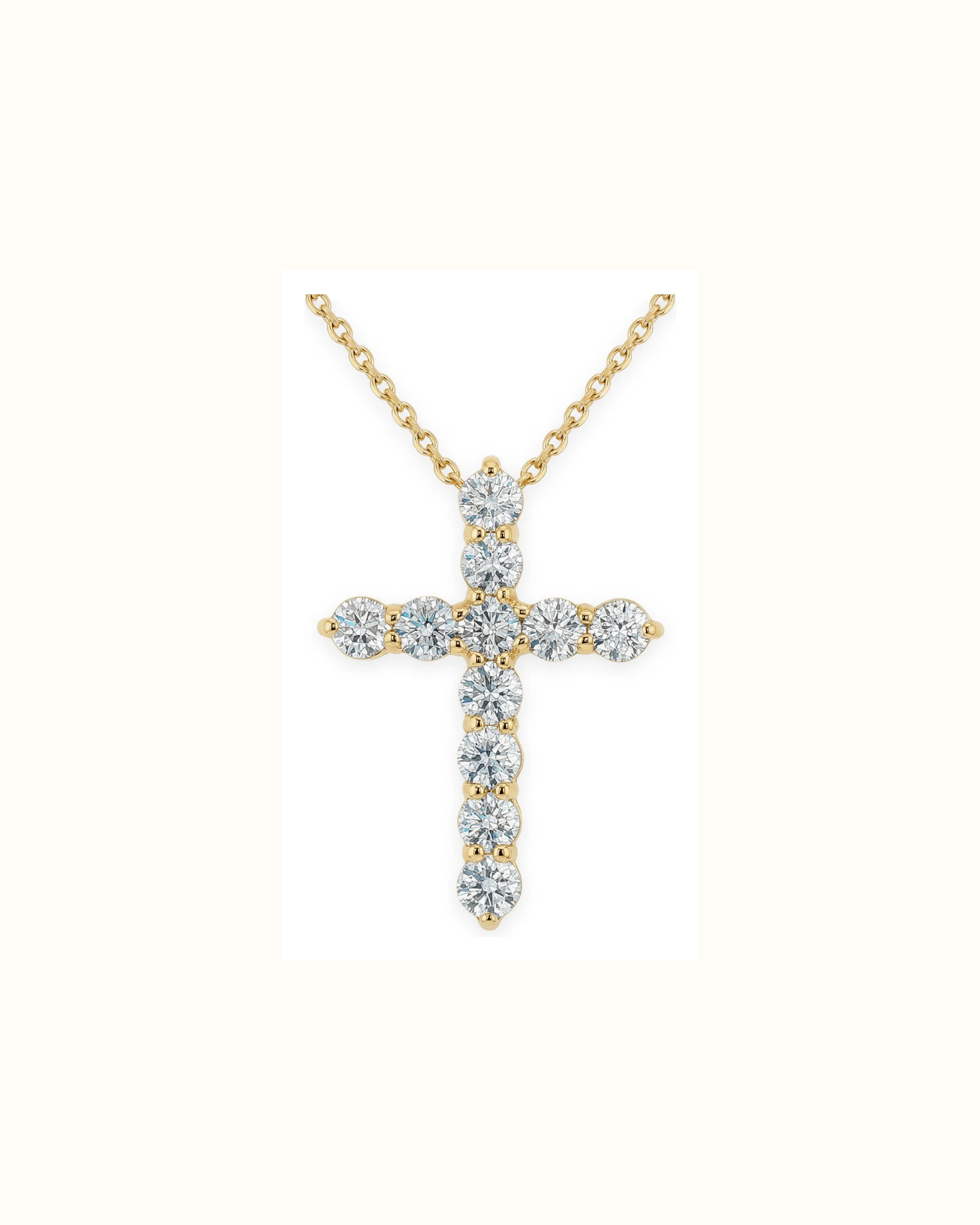 Round Brilliant Lab-Grown Diamond Cross Pendant in 18K Gold