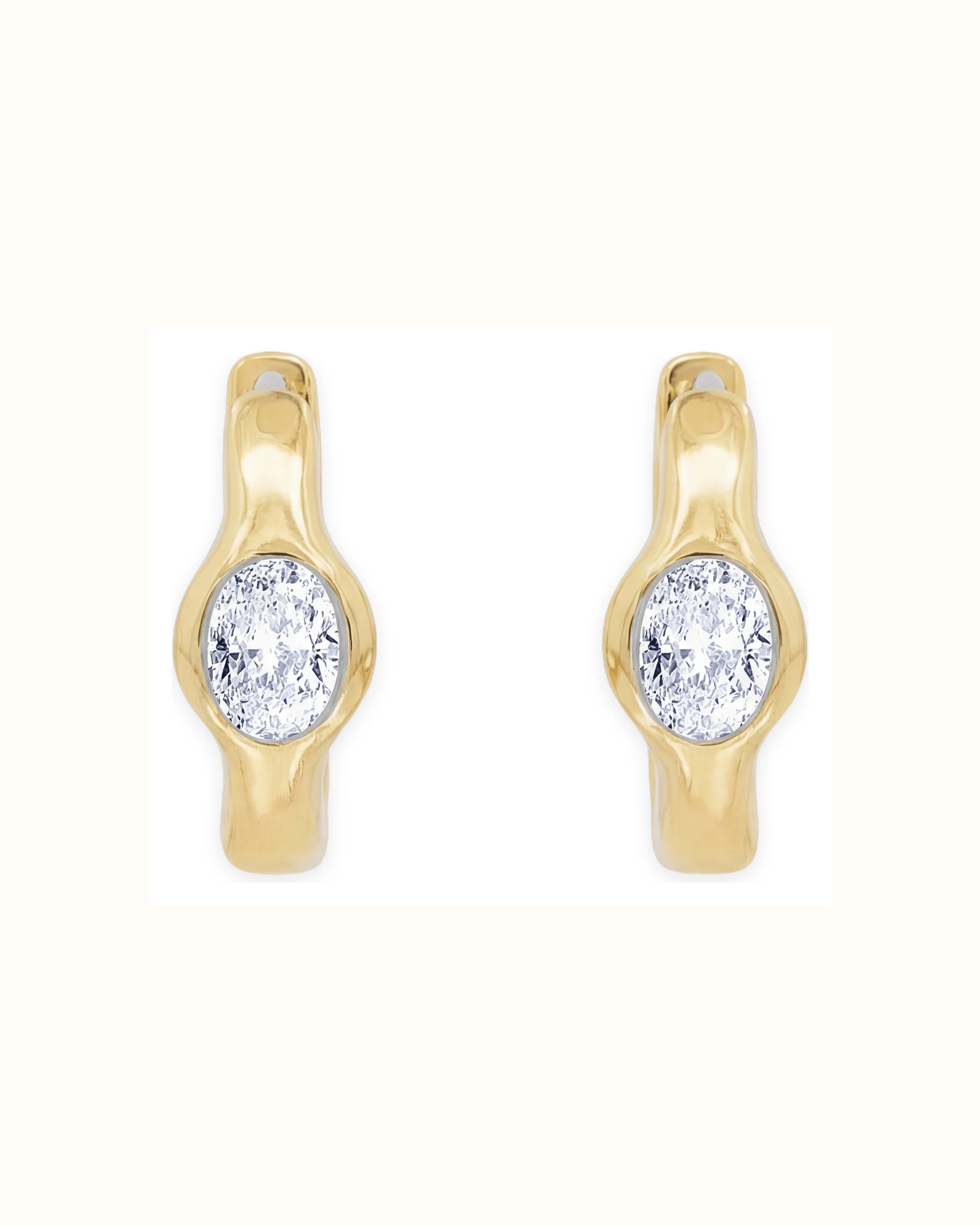 Oval Lab-Grown Diamond Huggie Earrings in 14K Gold