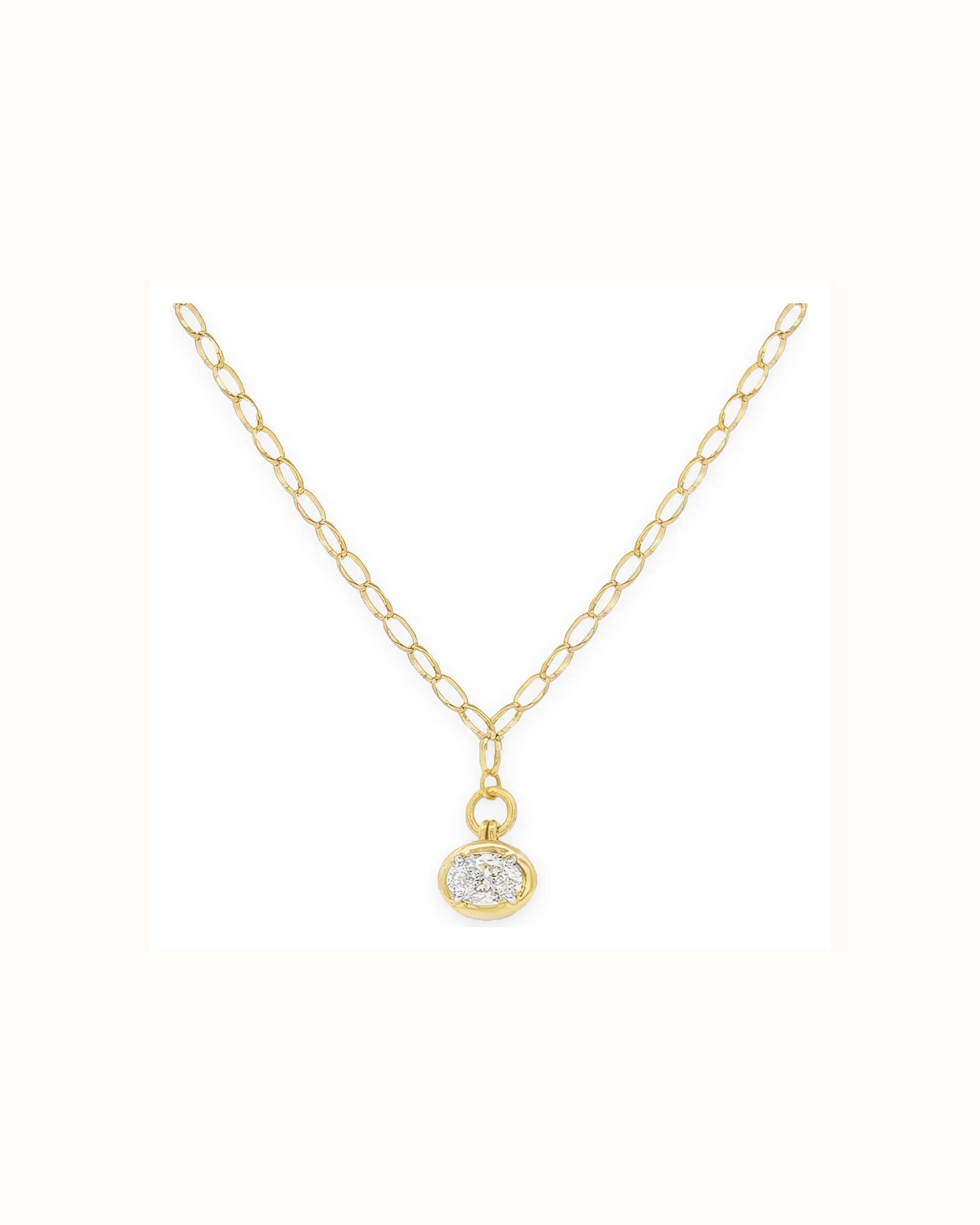 Oval Lab-Grown Diamond Solitaire Necklace in 18K Gold