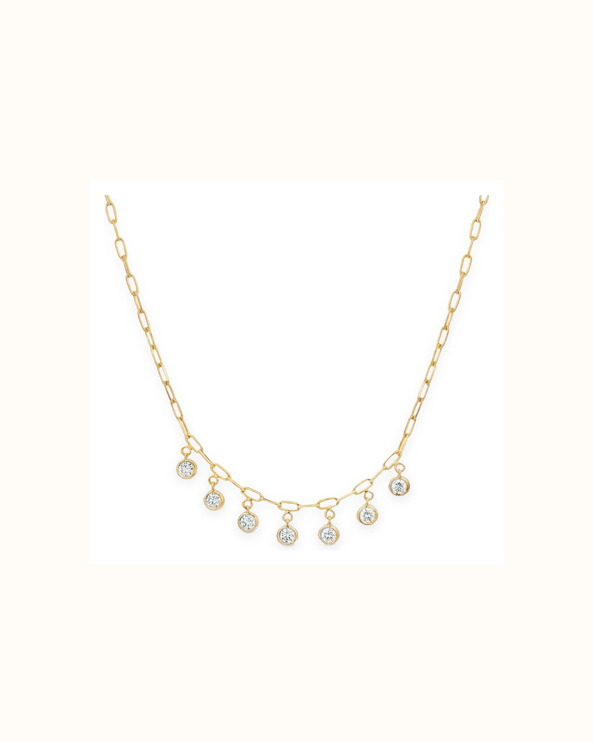 Lab-Grown Diamond Paperclip Necklace in Round Cut, 14K Gold