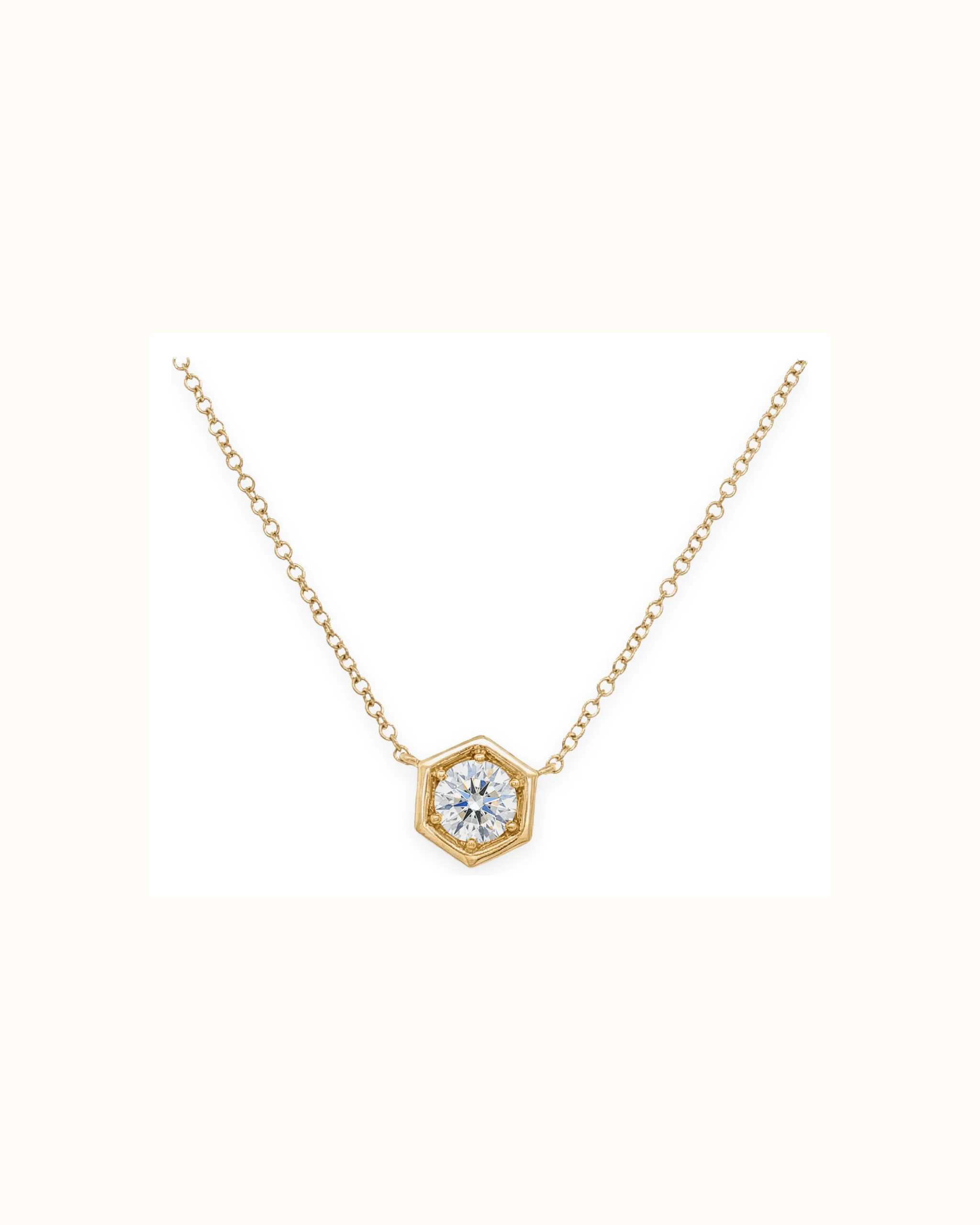 Round Lab-Grown Diamond Hexagon Necklace in 14K Gold