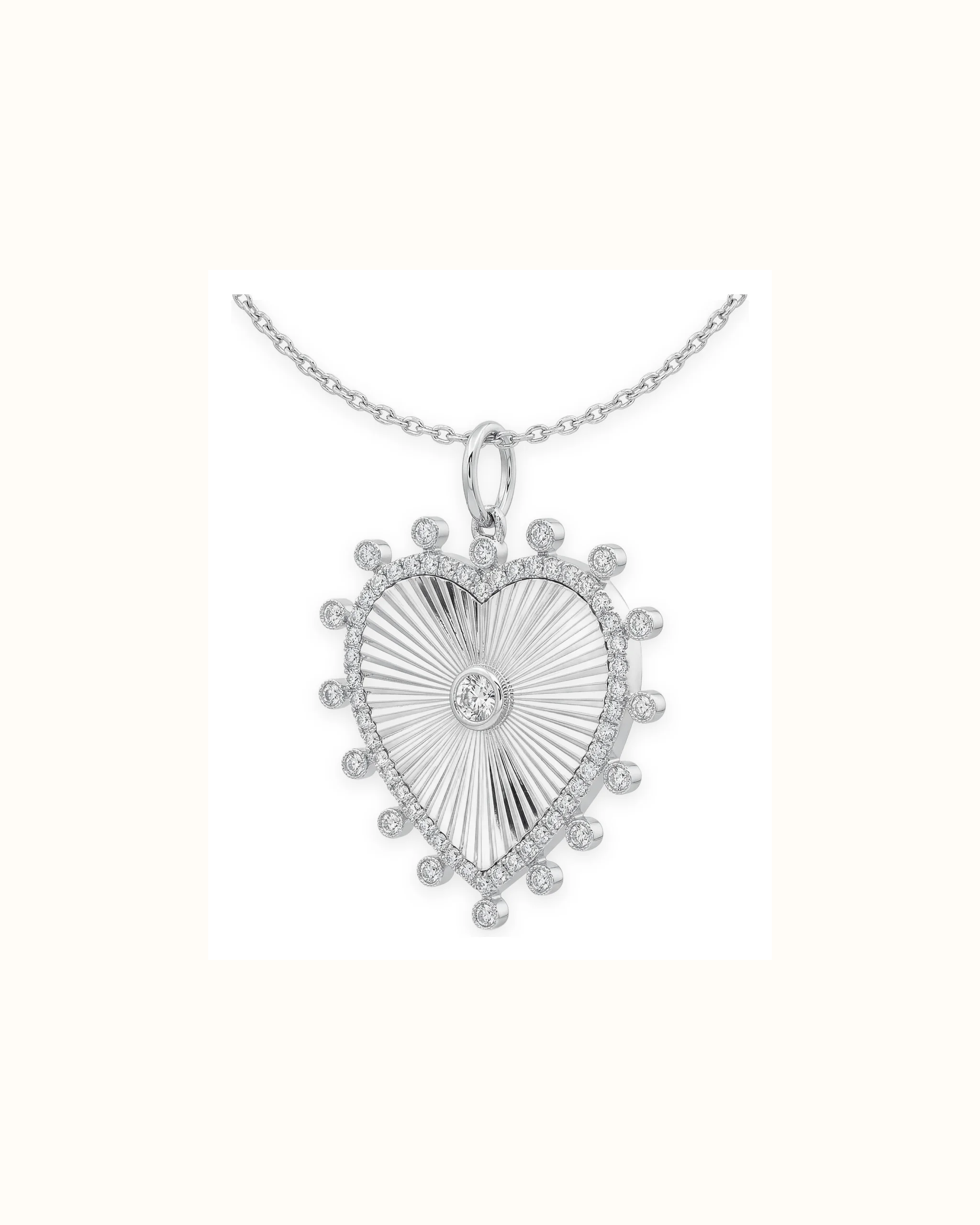 Round Lab-Grown Diamond Heart Pendant in 14K Gold