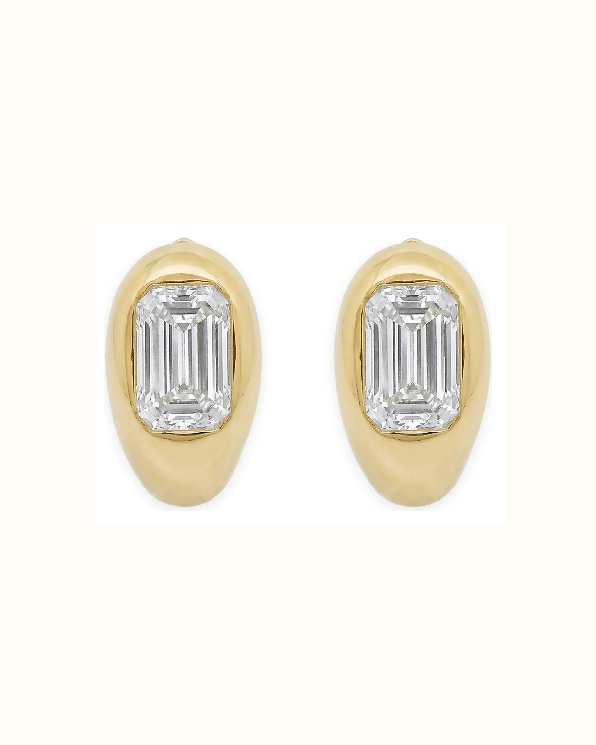 Lab Grown Emerald Cut Sapphire and Lab-Grown Diamond Hoop Earrings