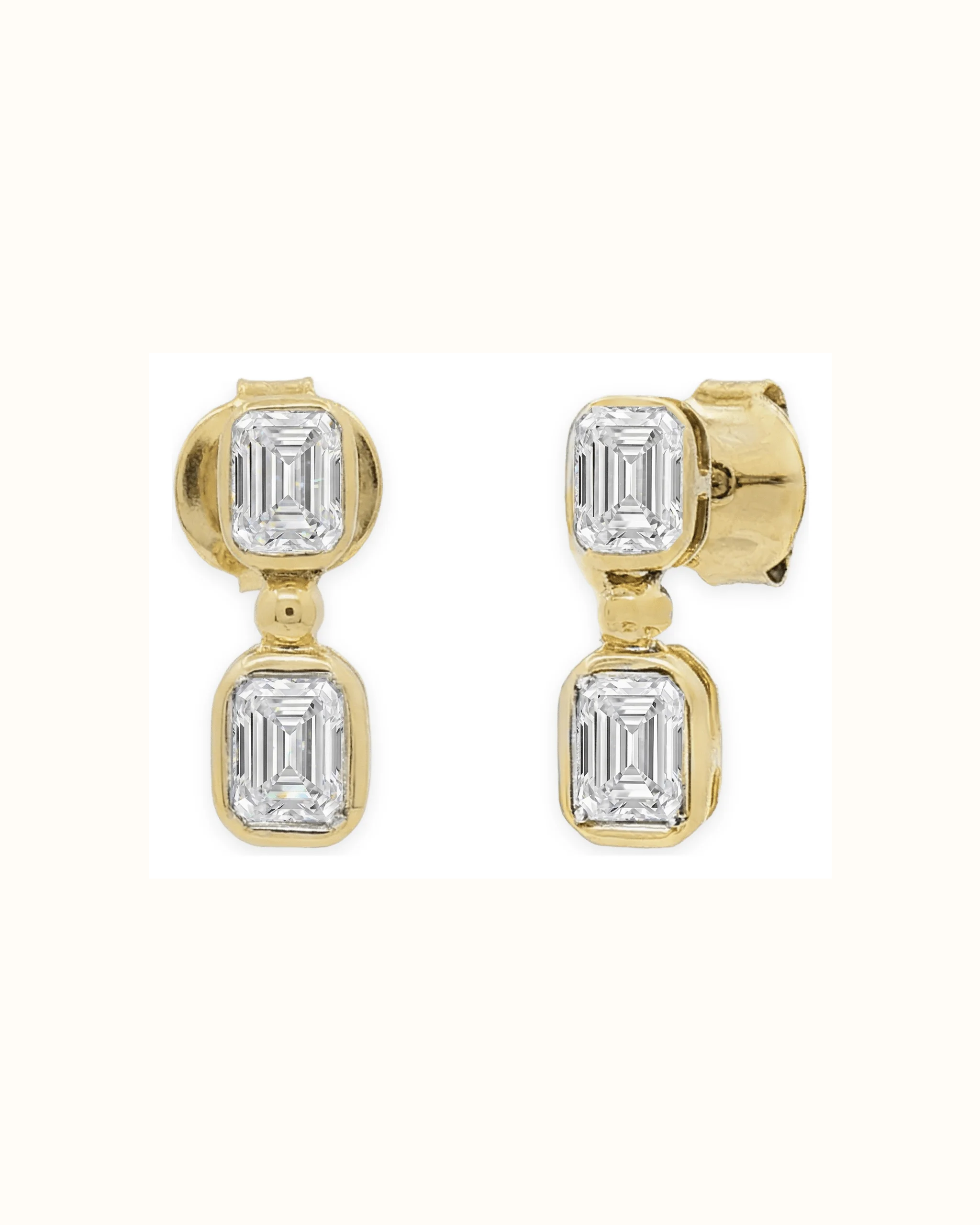 Emerald Cut Dangle Lab-Grown Diamond Earrings in 14K Gold