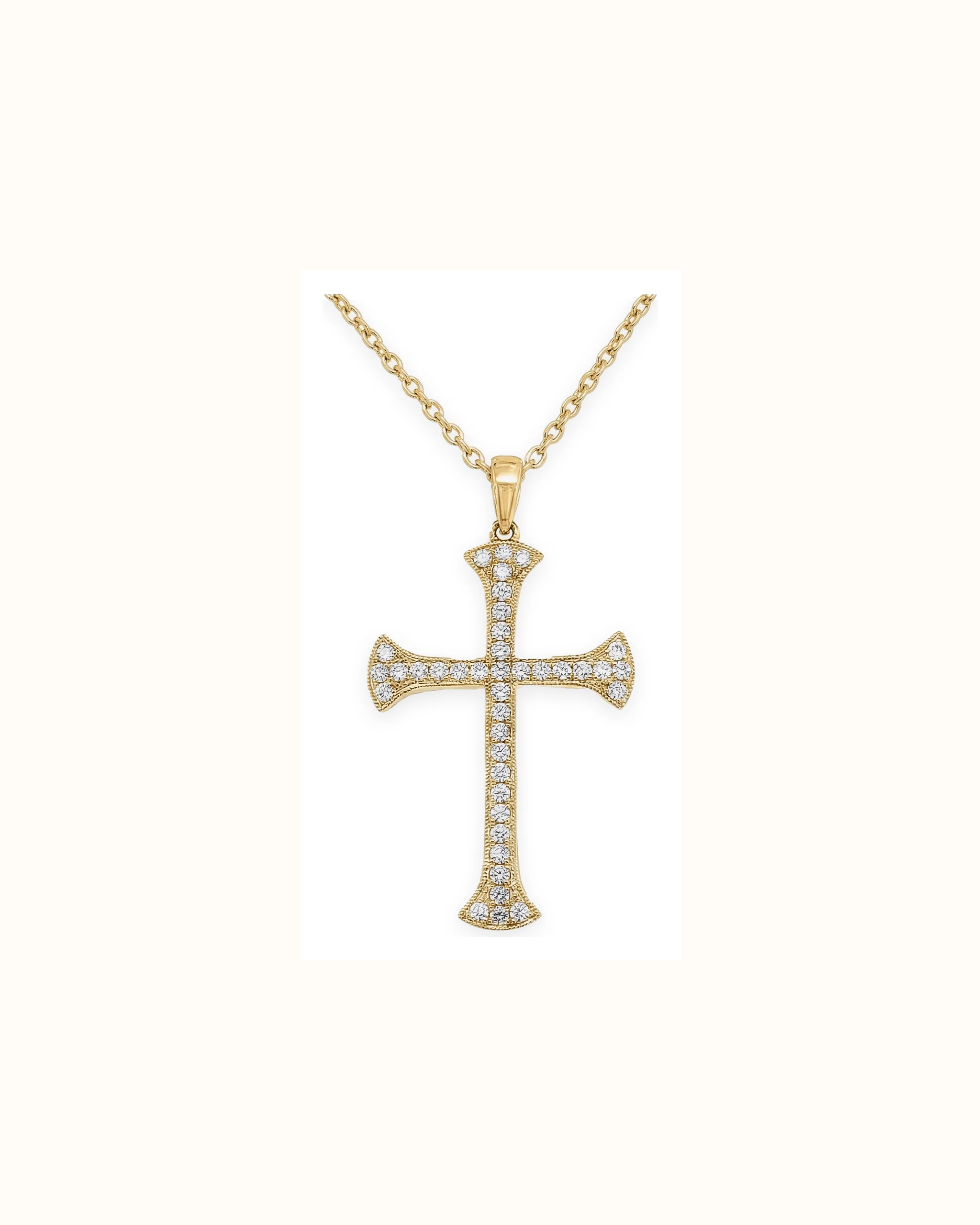 Round Lab-Grown Diamond Platinum Cross Pendant