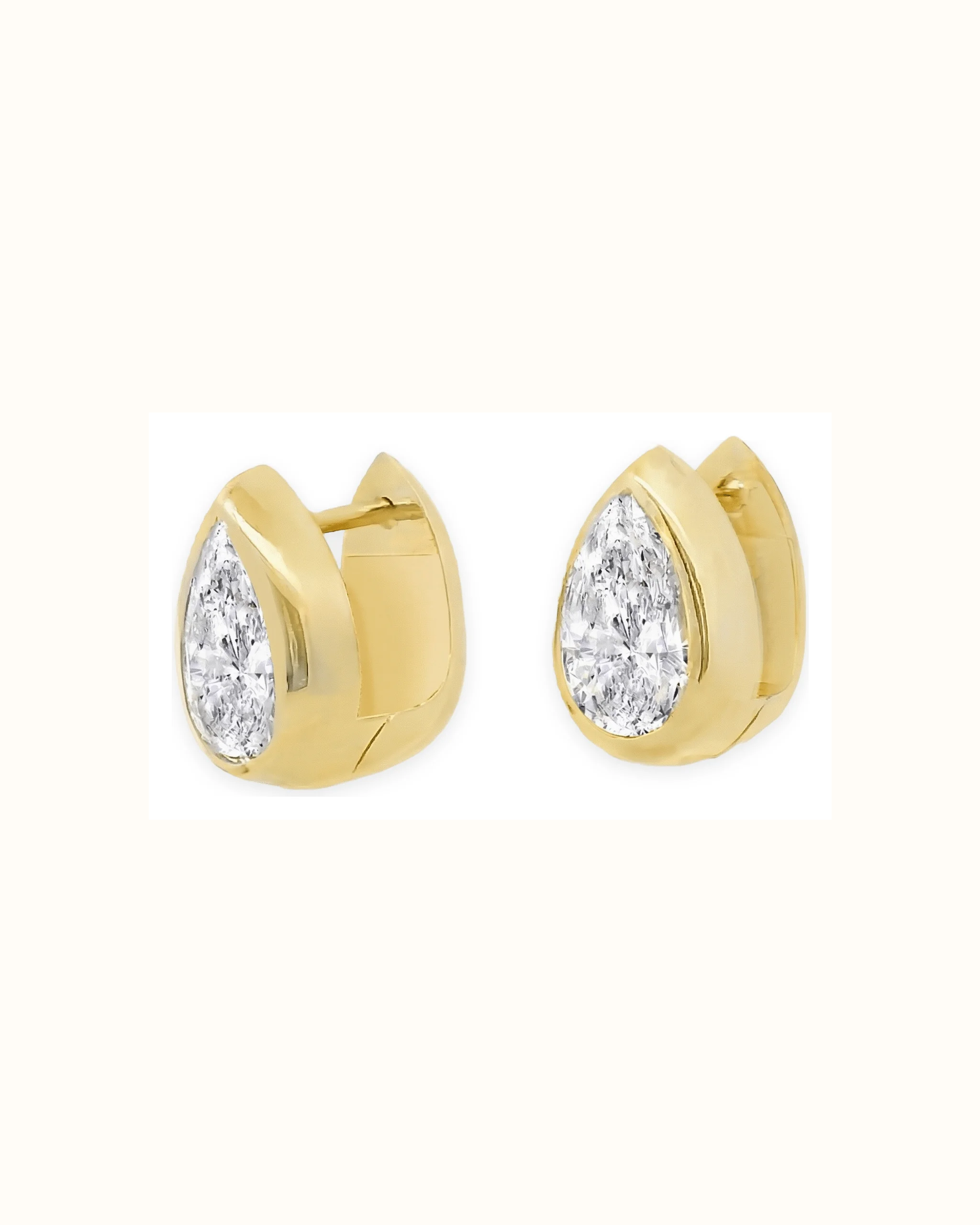 Pear Lab-Grown Diamond Huggie Earrings in 18K Gold
