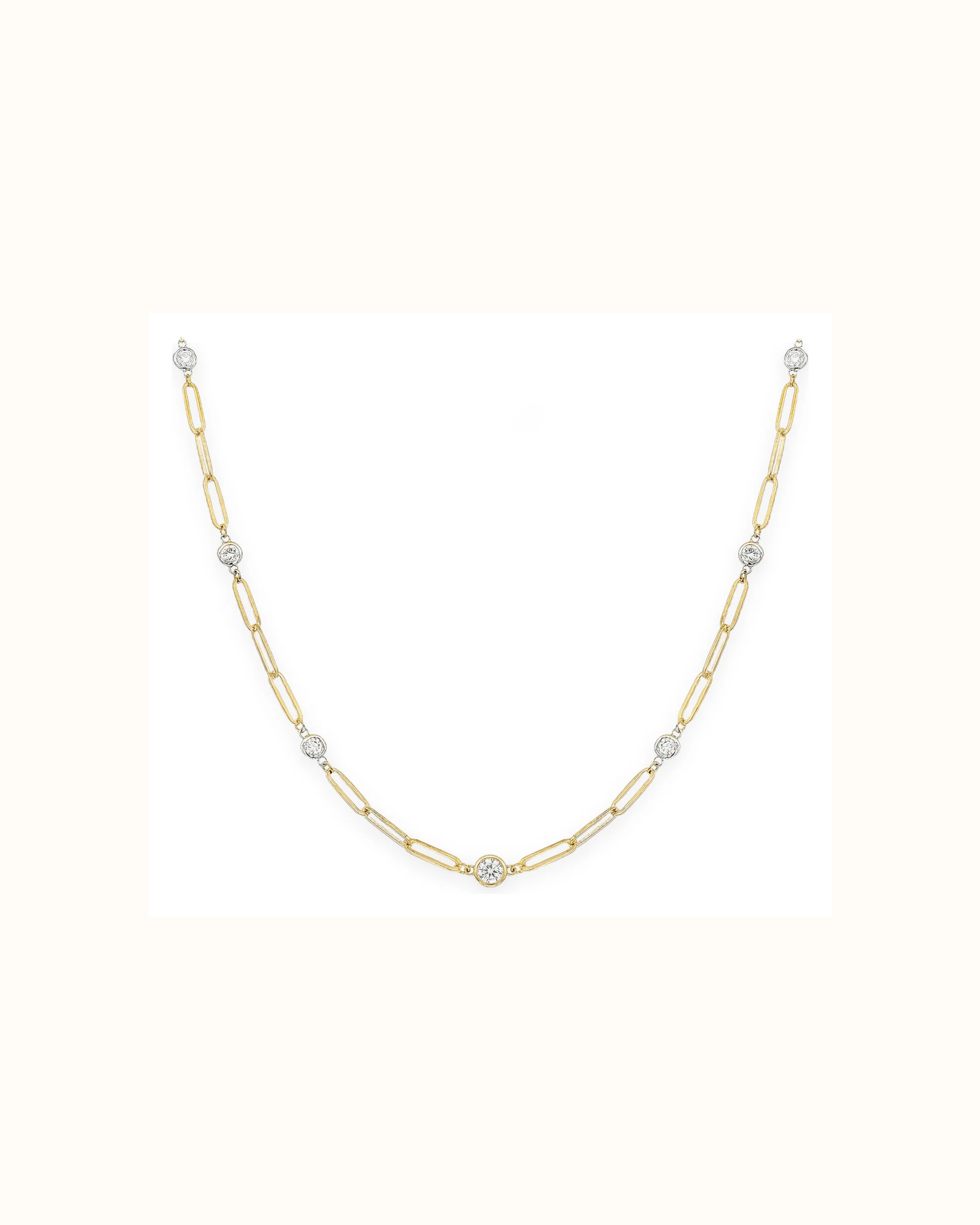 Round Lab-Grown Diamond Paperclip Necklace in 14K Gold