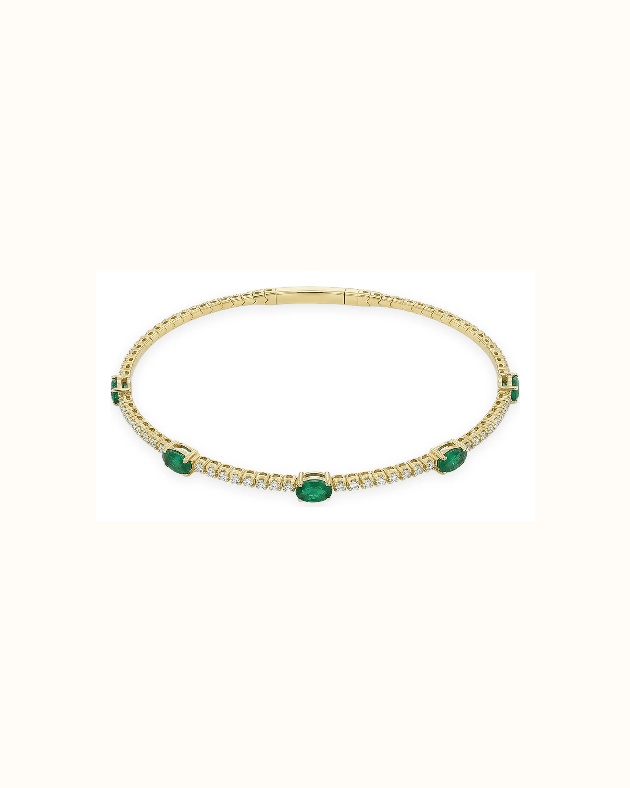 Emerald Oval and Lab-Grown Diamond Bracelet in 14K Gold