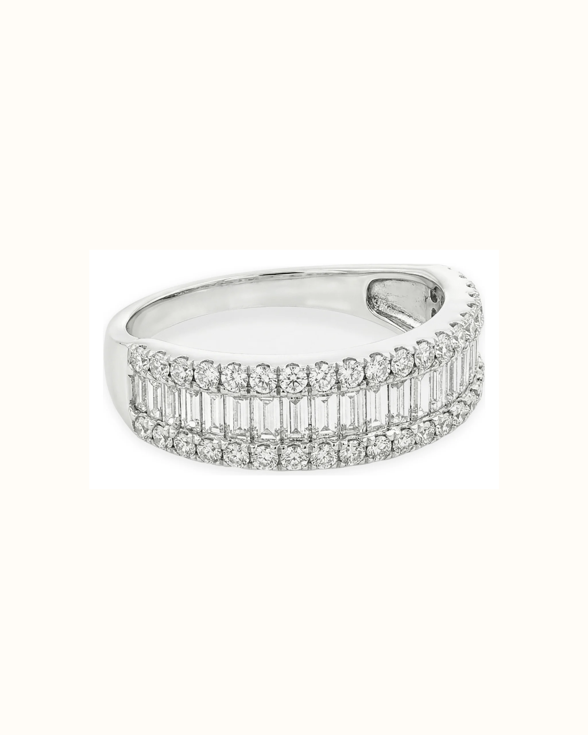 Lab-Grown Diamond Baguette and Round Ring in 14K Gold