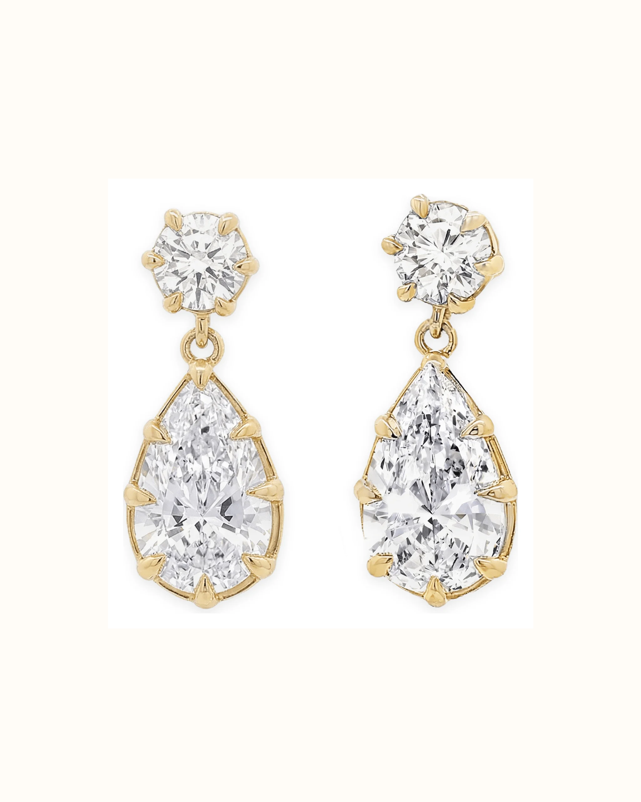Round and Pear Lab-Grown Diamond Drop Earrings