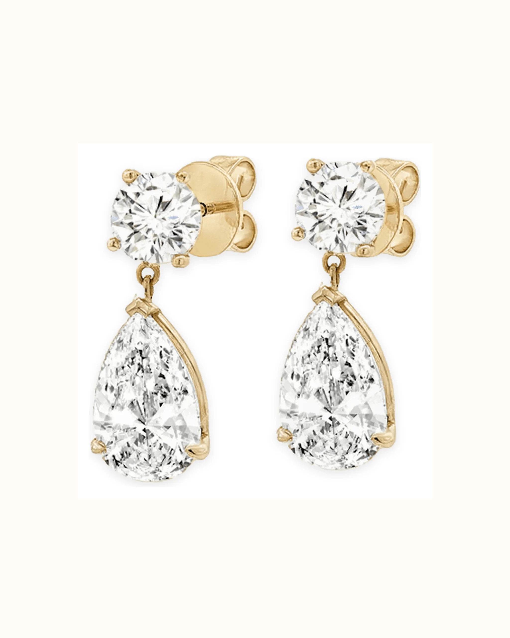 Lab-Grown Diamond Drop Pear Earrings in 18K Gold