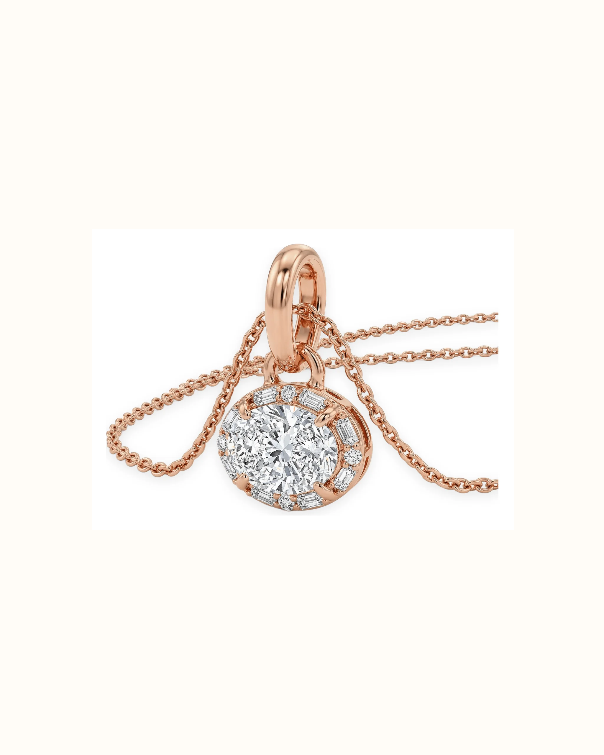 Oval Lab-Grown Diamond East-West Pendant in 18K Gold