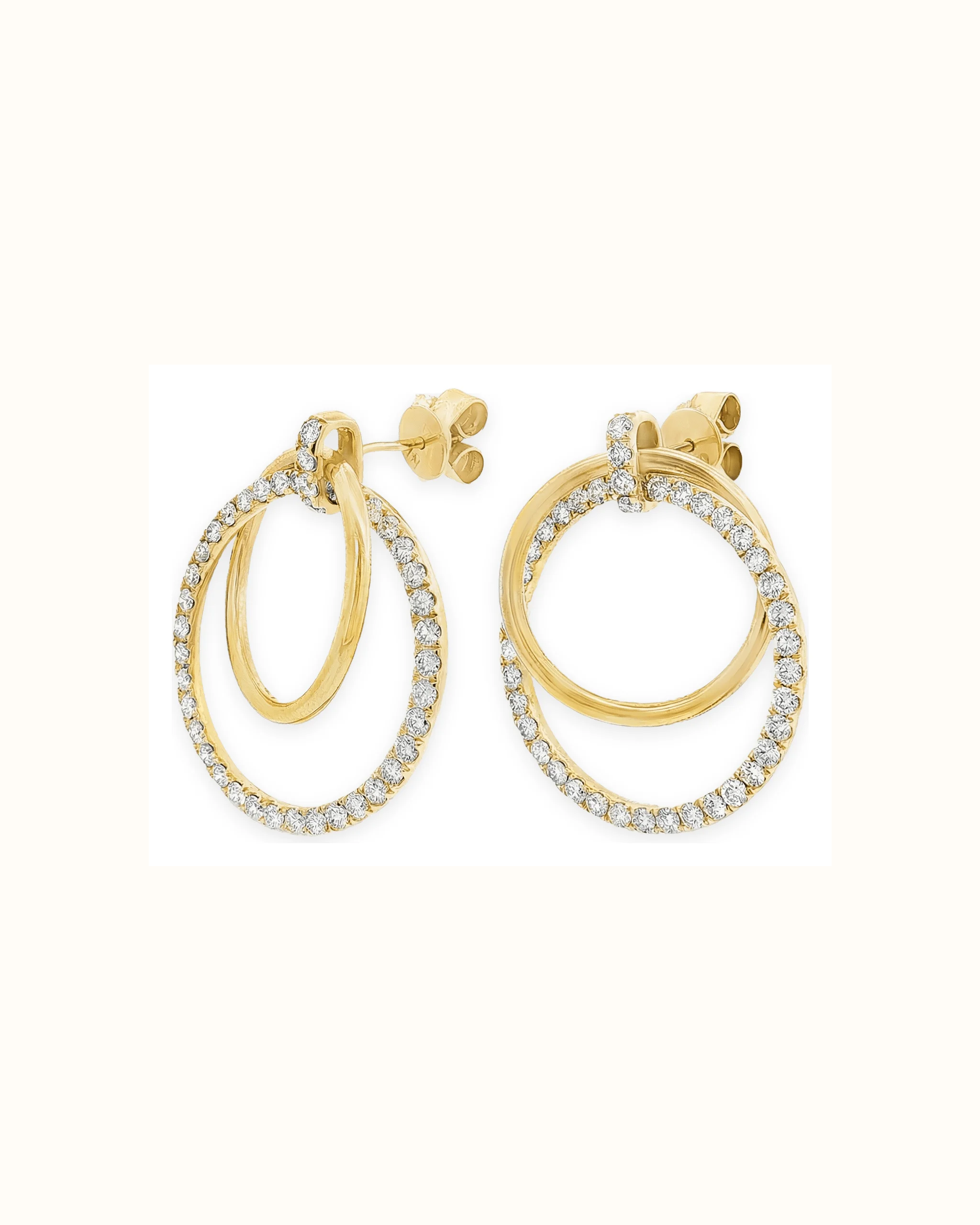 Interlocking Lab-Grown Diamond Circle Earrings in 14K Gold