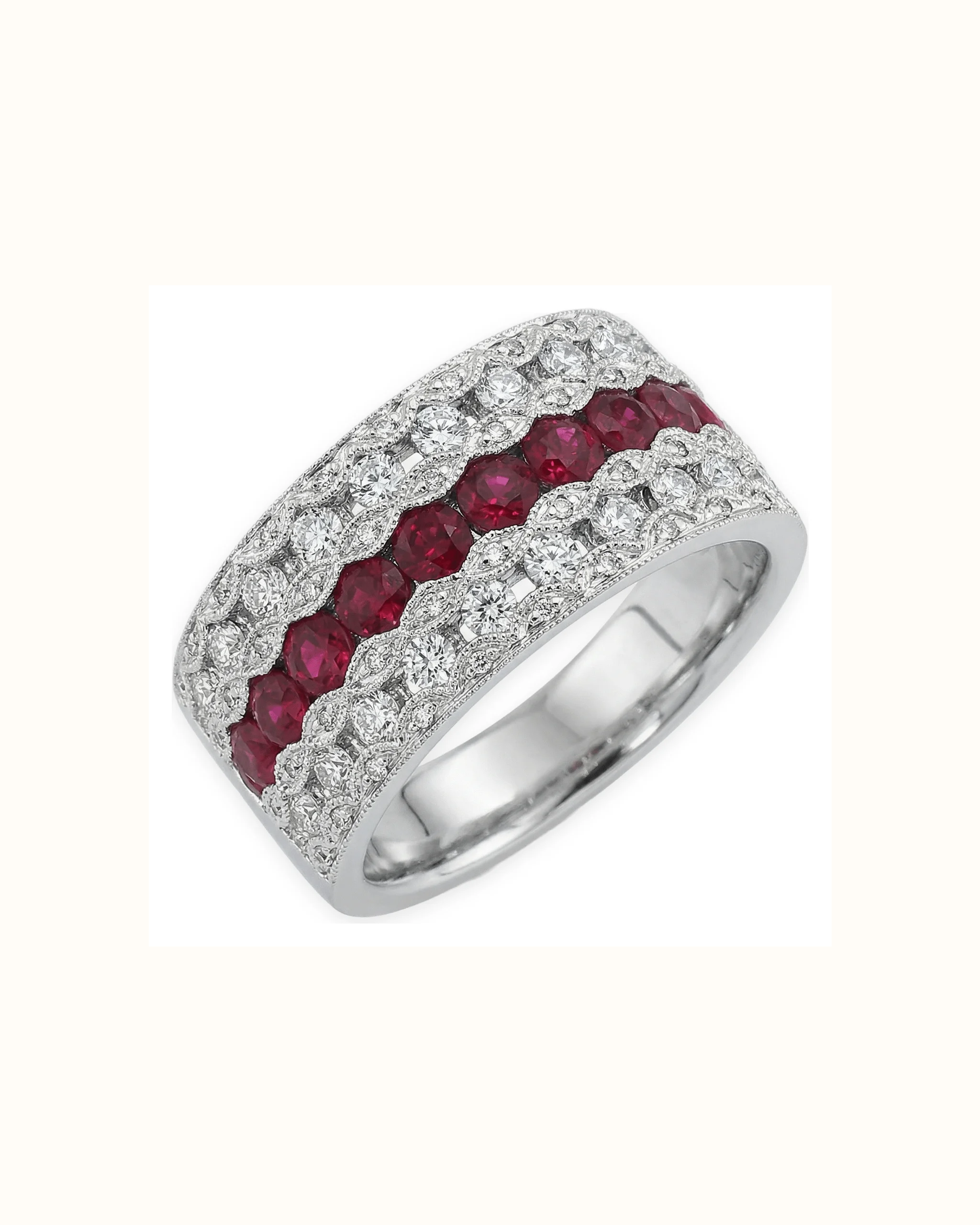 Ruby and Lab-Grown Diamond Ring in Seven-Layer Design