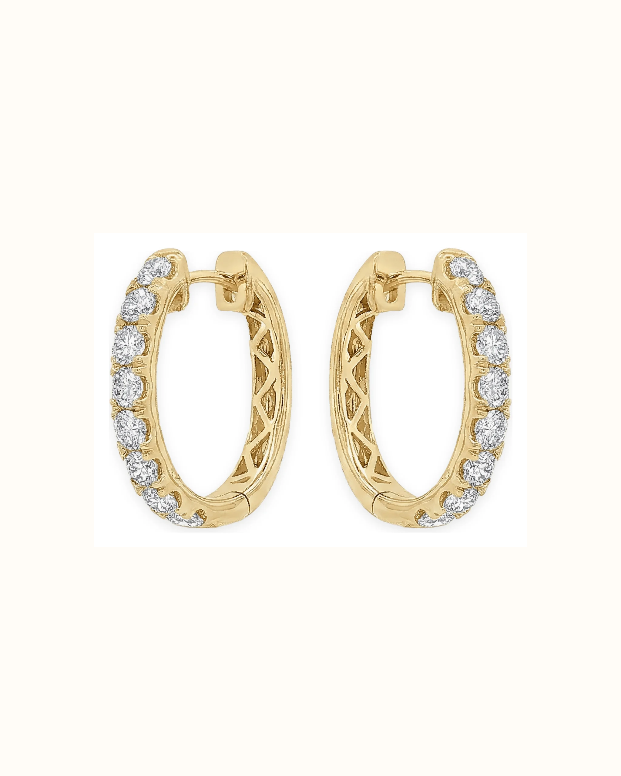 Halfway Oval Hoop Earrings in 14K Gold