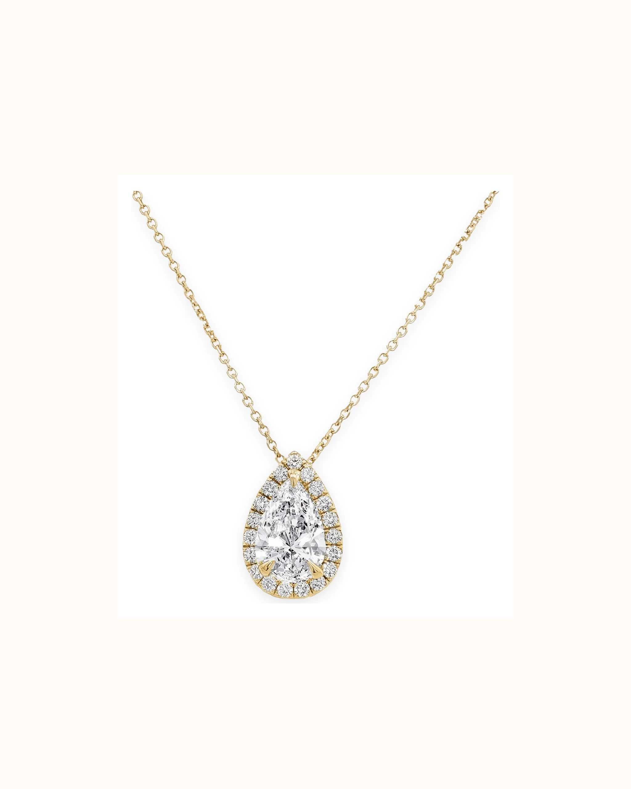 Pear Lab-Grown Diamond Bezel Necklace in 18K Gold