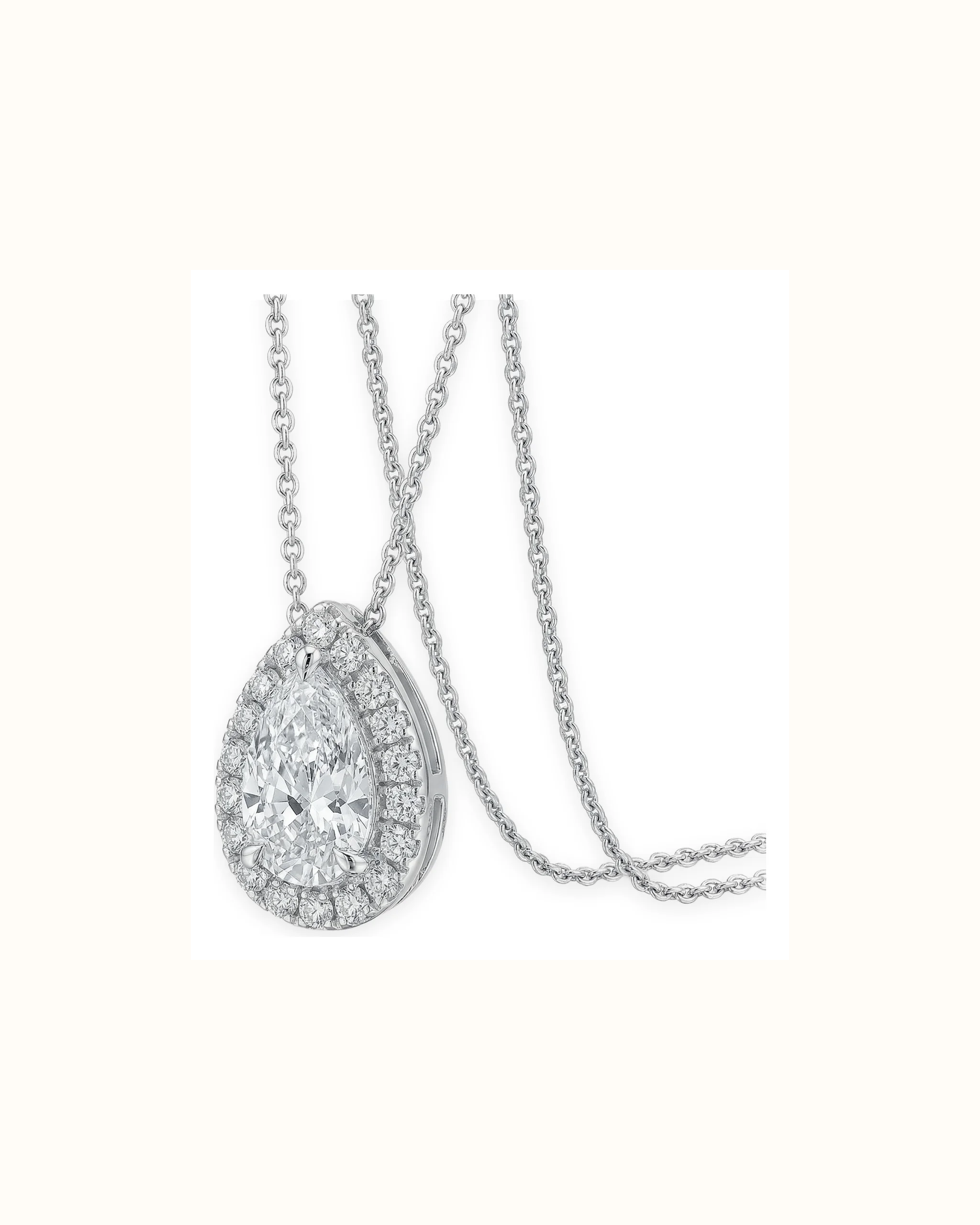Pear Lab-Grown Diamond Bezel Necklace in 18K Gold