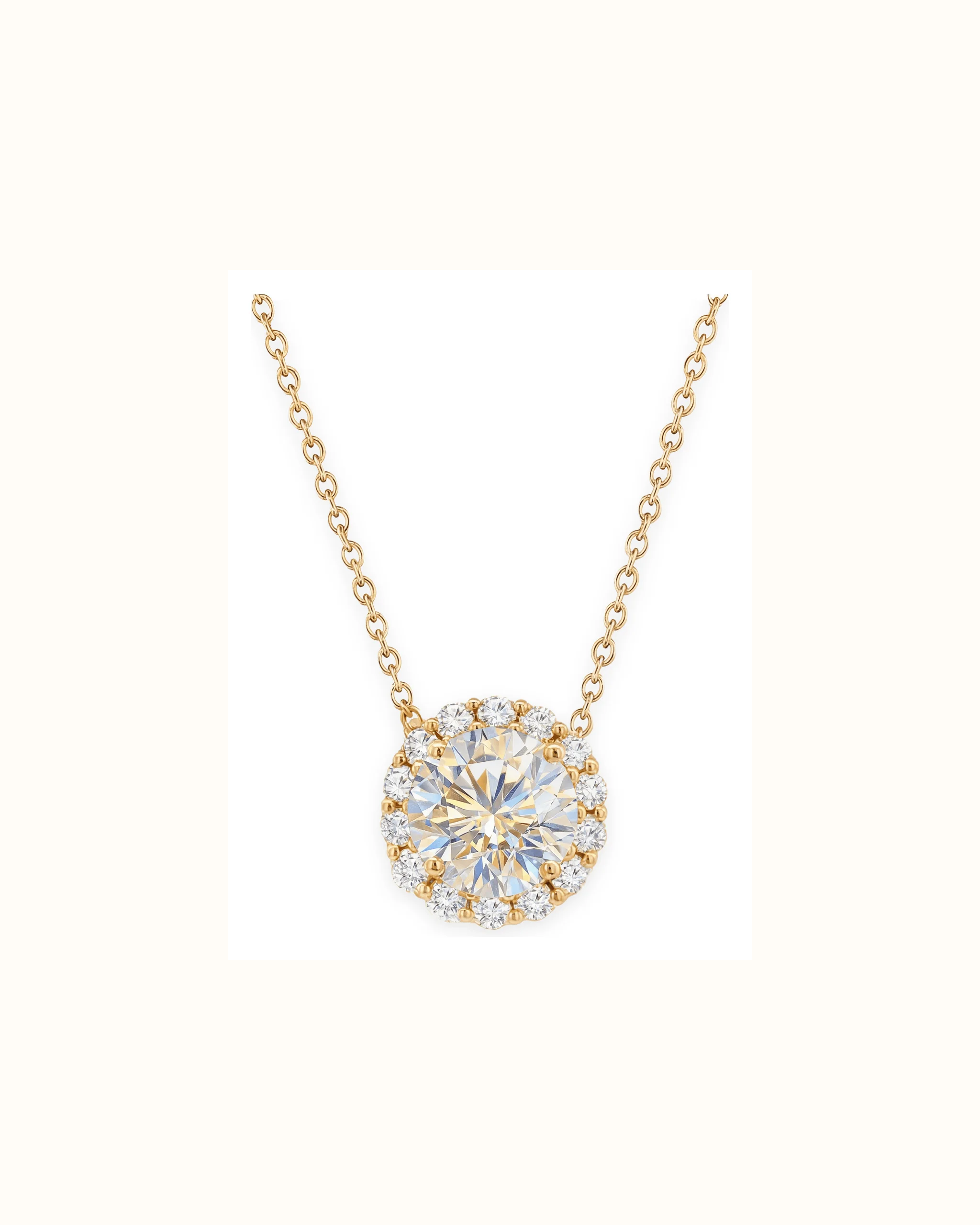 Round Lab-Grown Diamond Vintage Necklace in 18K Gold