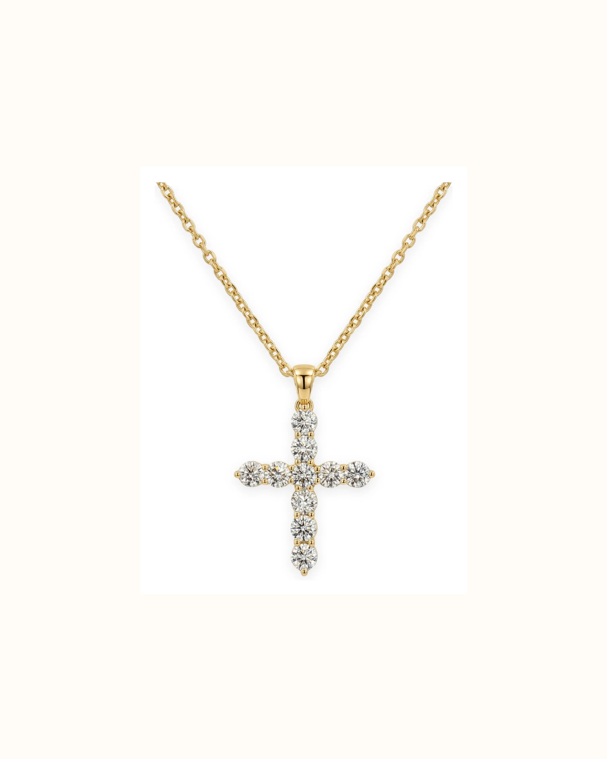 Lab-Grown Diamond Cross Pendant in 14K Gold