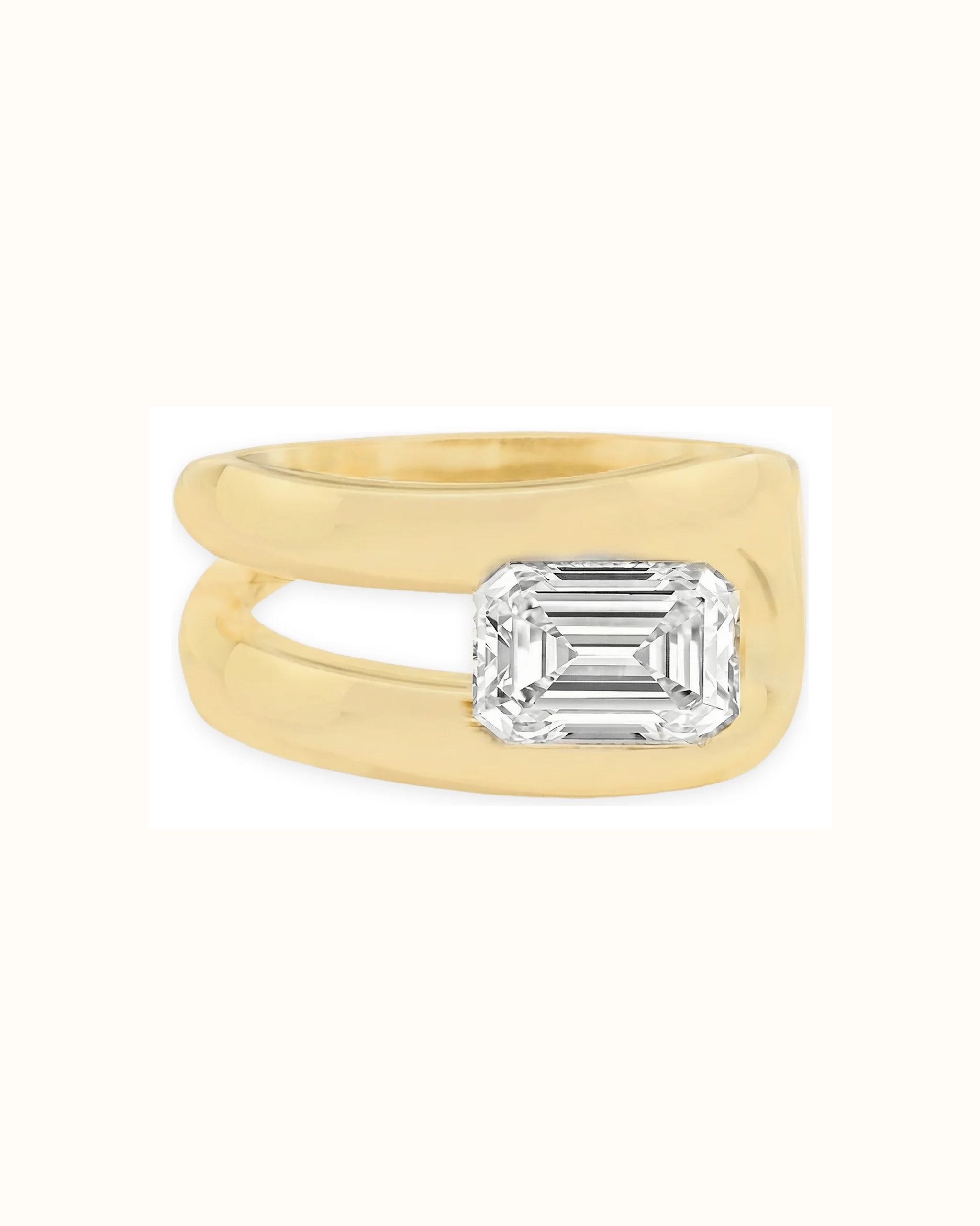 Emerald Lab-Grown Diamond East-West Ring in 14K Gold