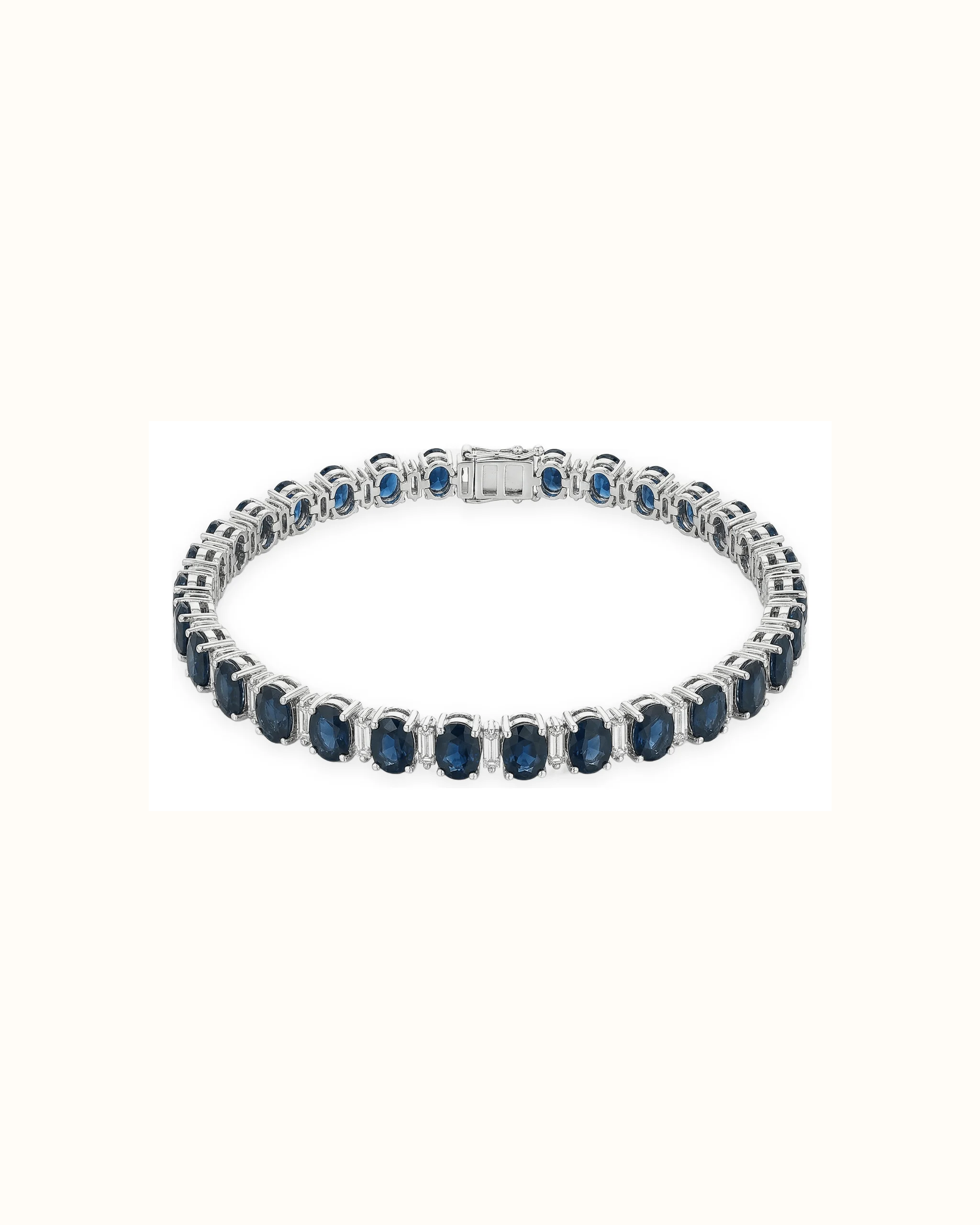 Sapphire Emerald Cut Bracelet in 14K Gold