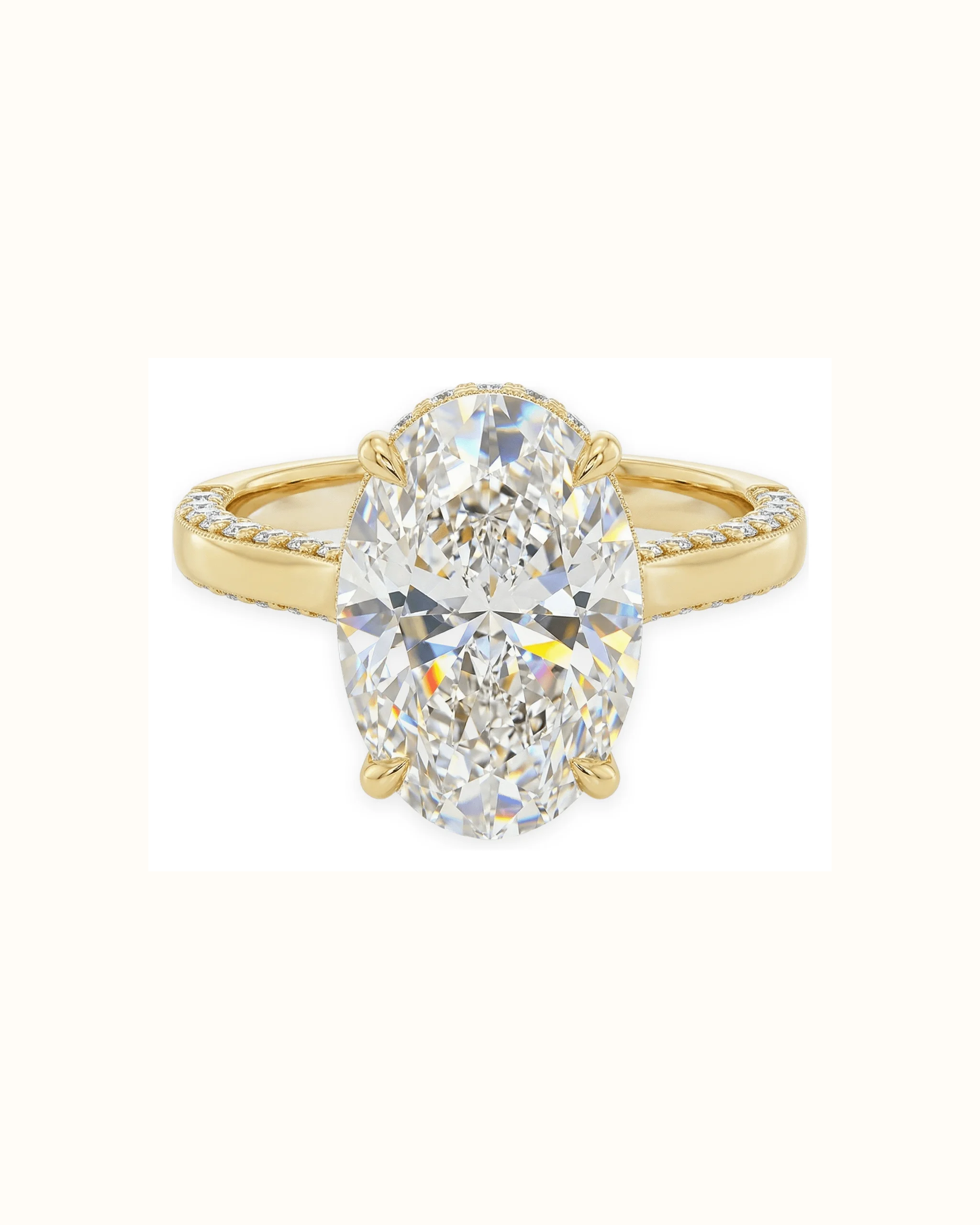 Oval Lab-Grown Diamond Pavé Ring in 18K Gold