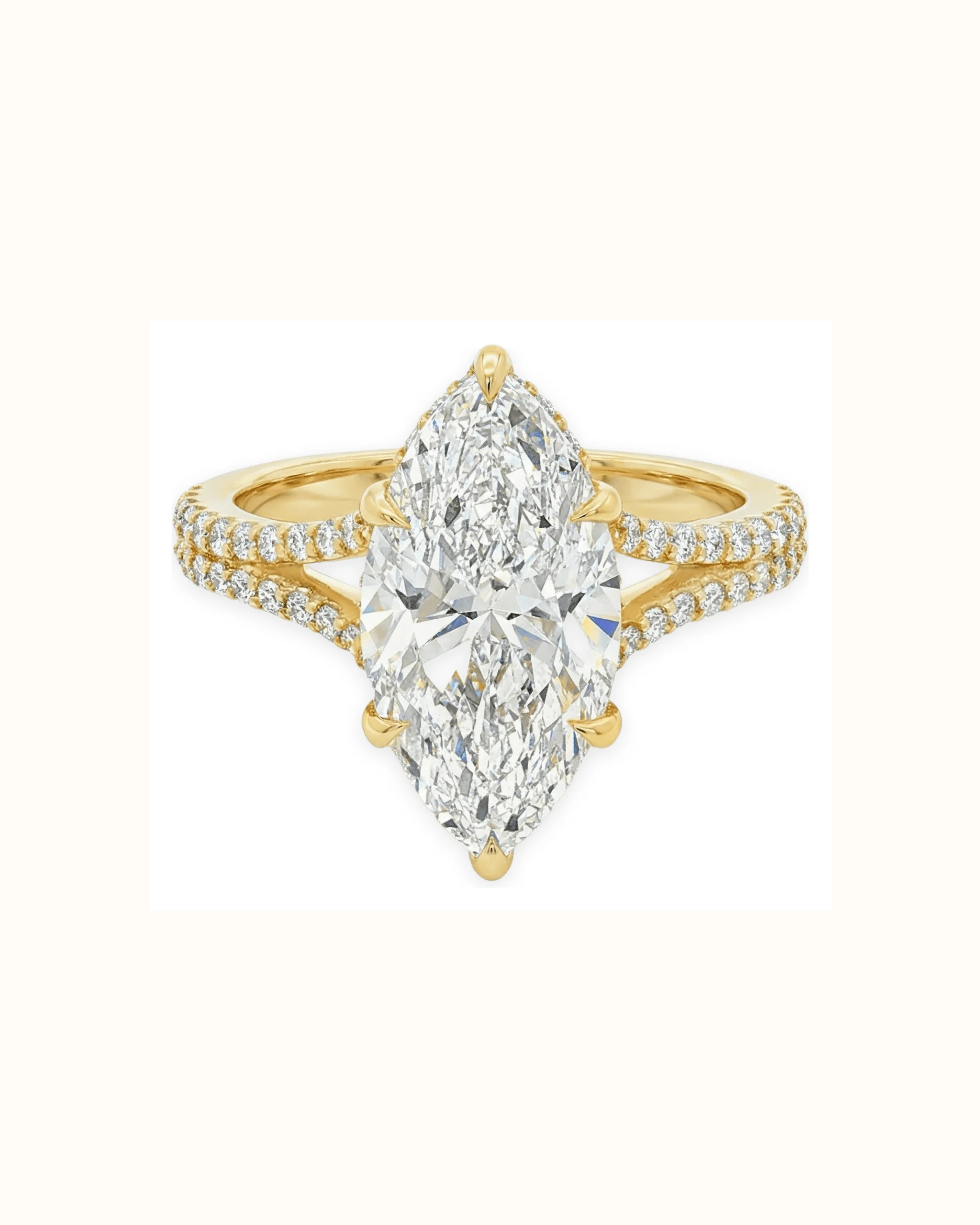 Marquise Lab-Grown Diamond Hidden Halo Ring in 18K Gold