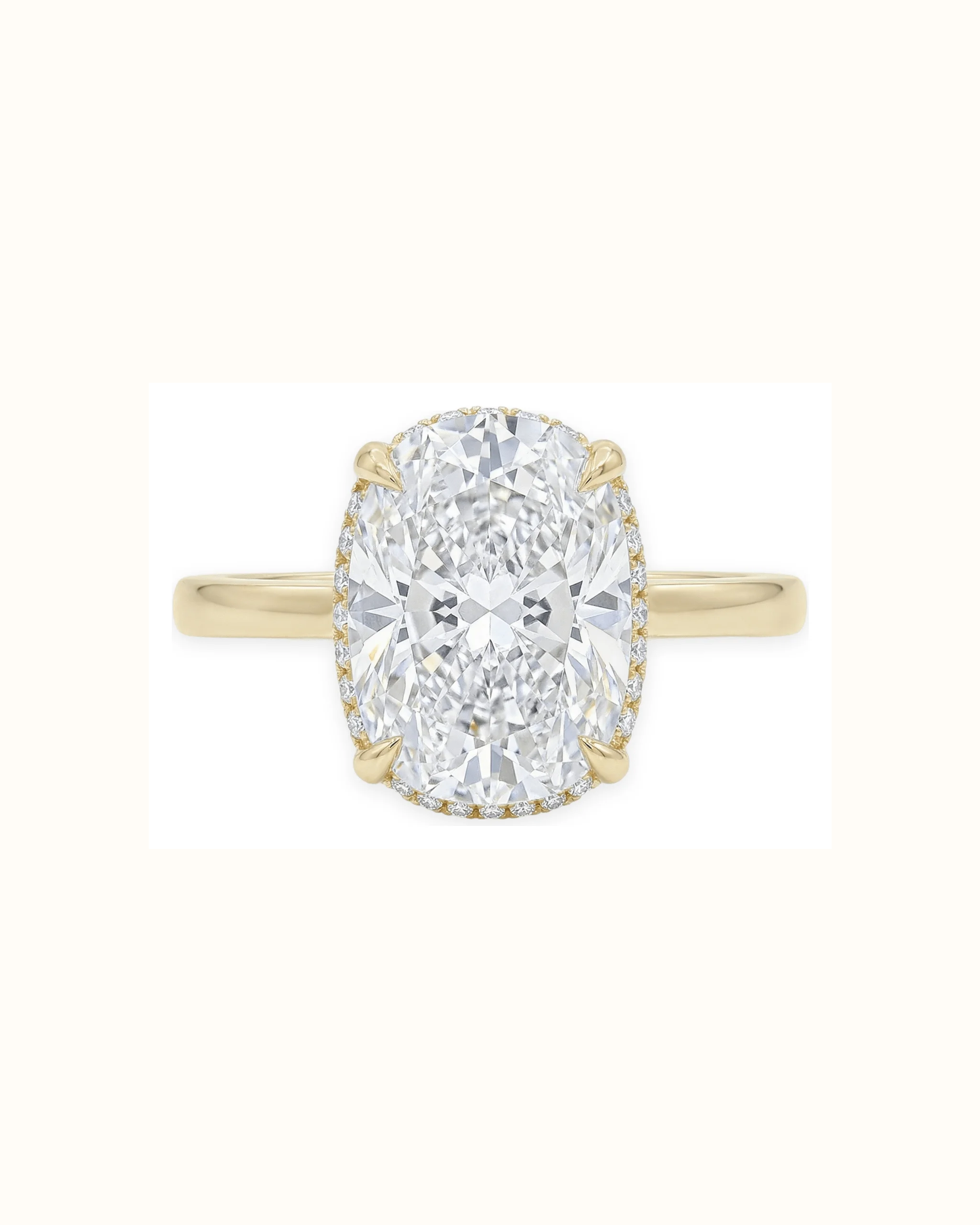 Oval Lab-Grown Diamond Three Stone Ring in 18K Gold