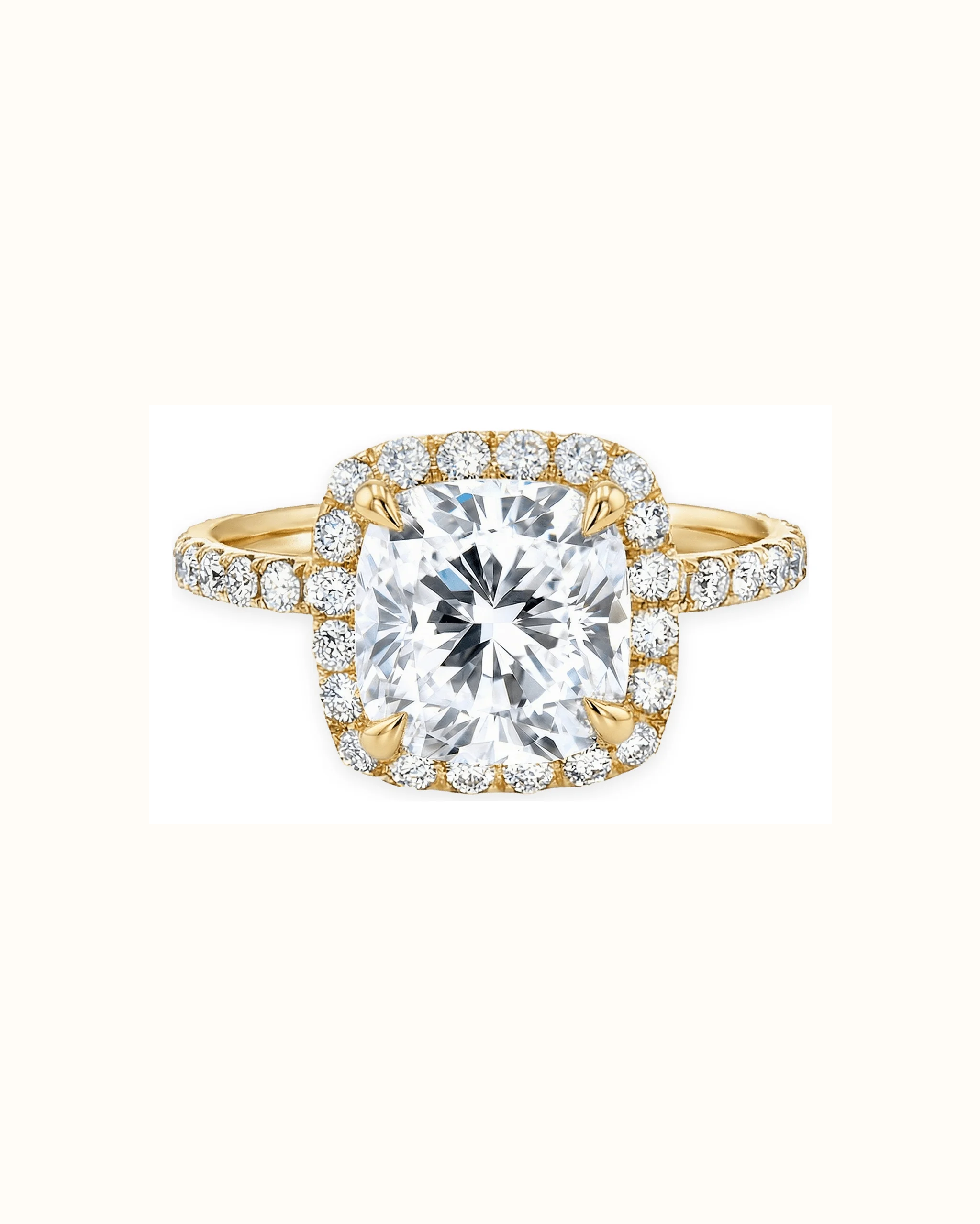Cushion Lab-Grown Diamond Hidden Halo Ring in 18K Gold
