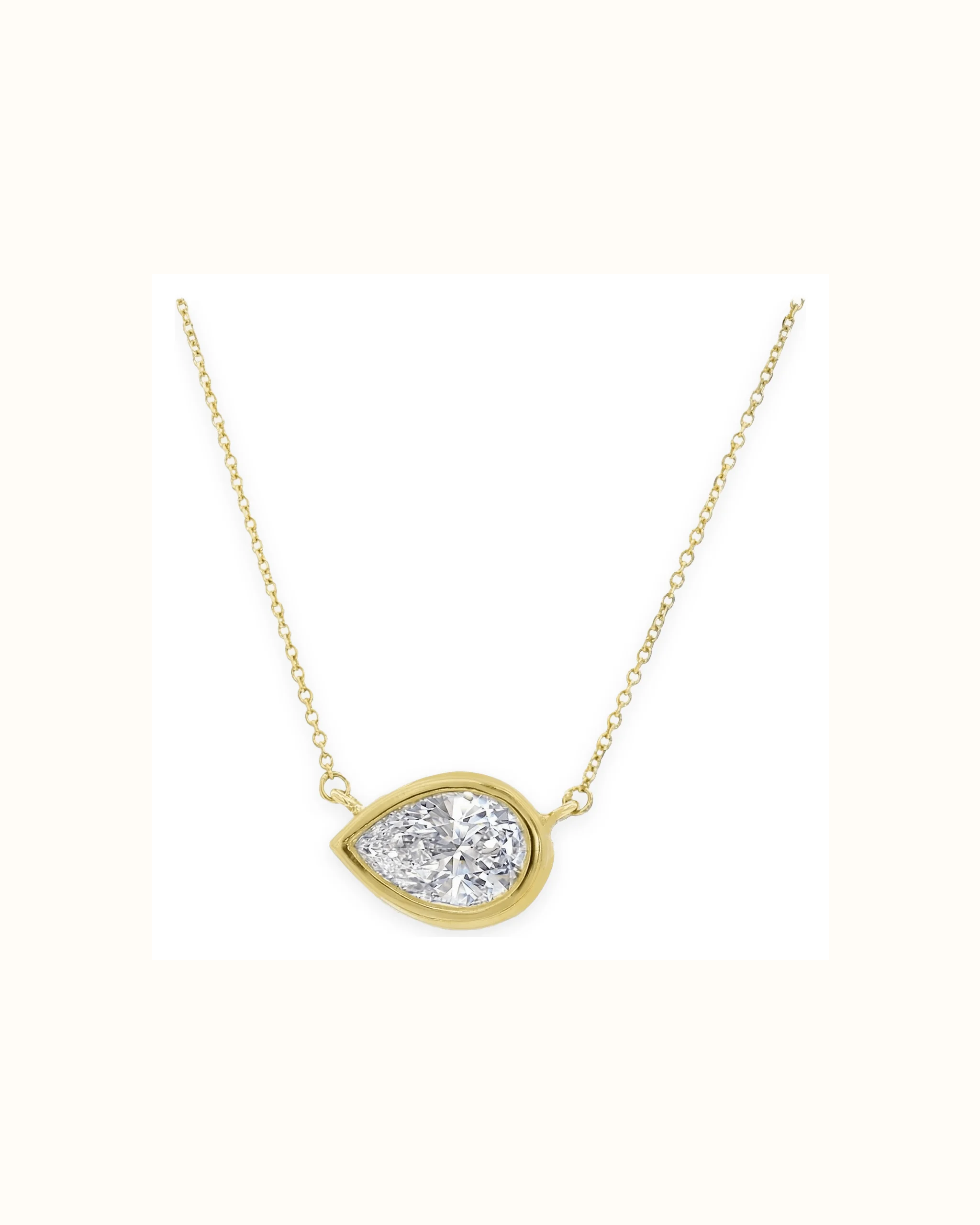 Pear Lab-Grown Diamond Bezel Necklace in 14K Gold