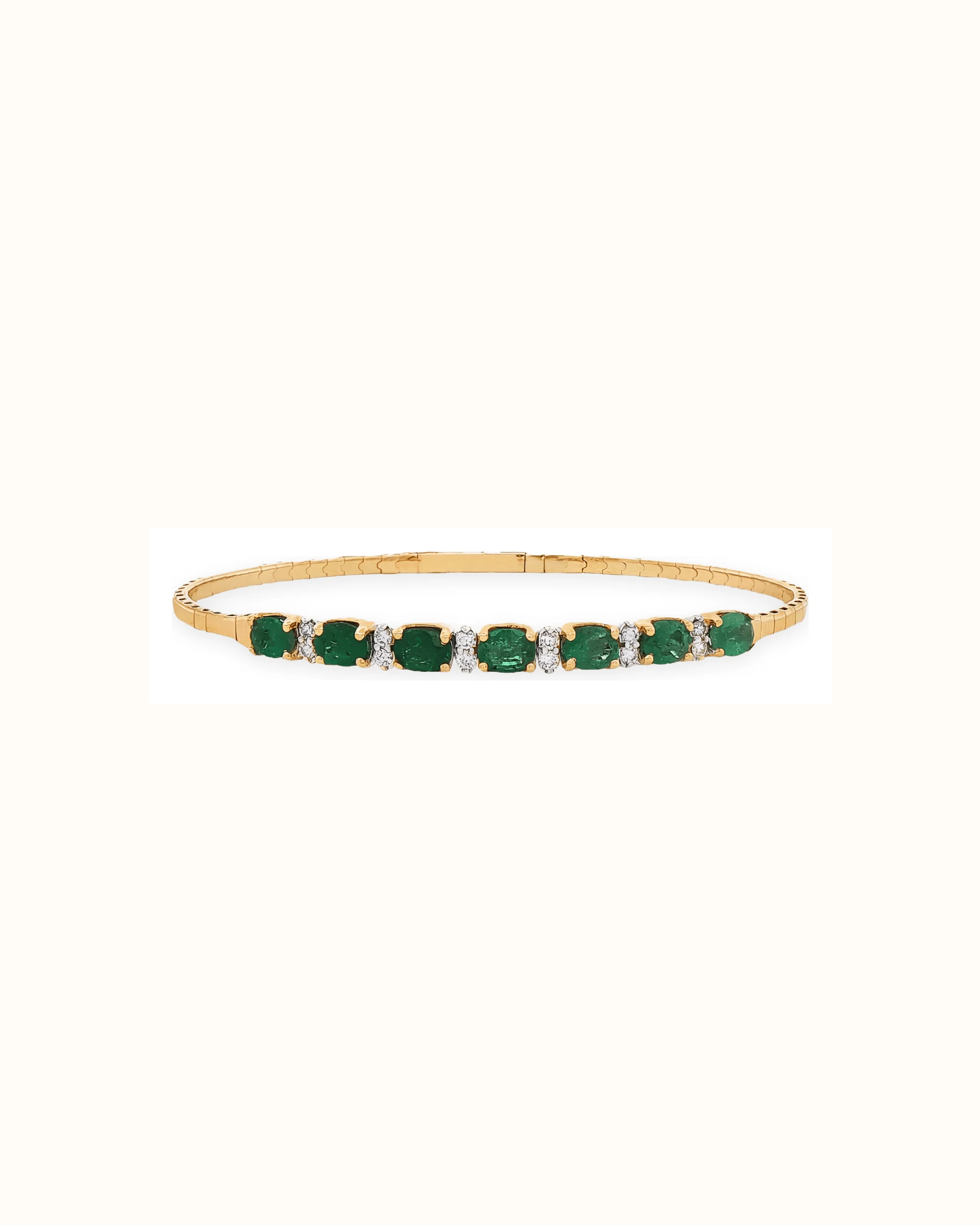 Emerald and Lab-Grown Diamond Flex Bangle Bracelet in 14K Gold