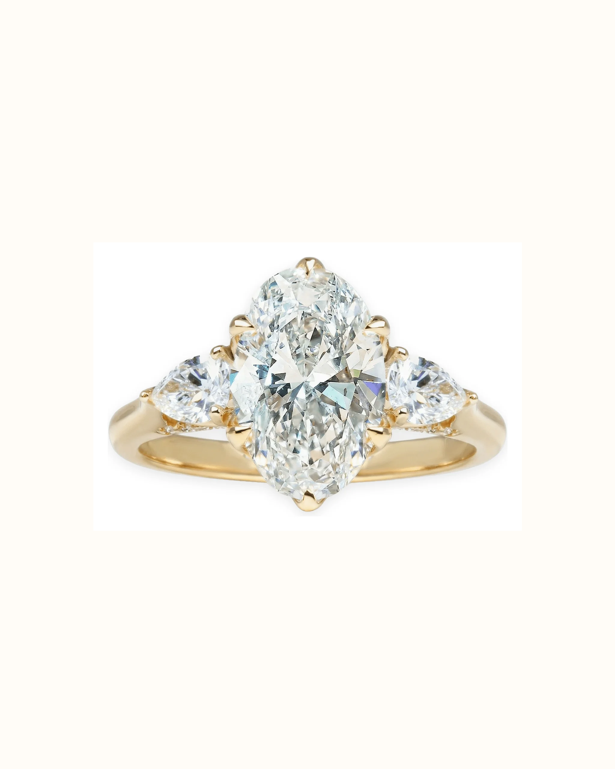 Oval Lab-Grown Diamond Three Stone Ring in 18K Gold